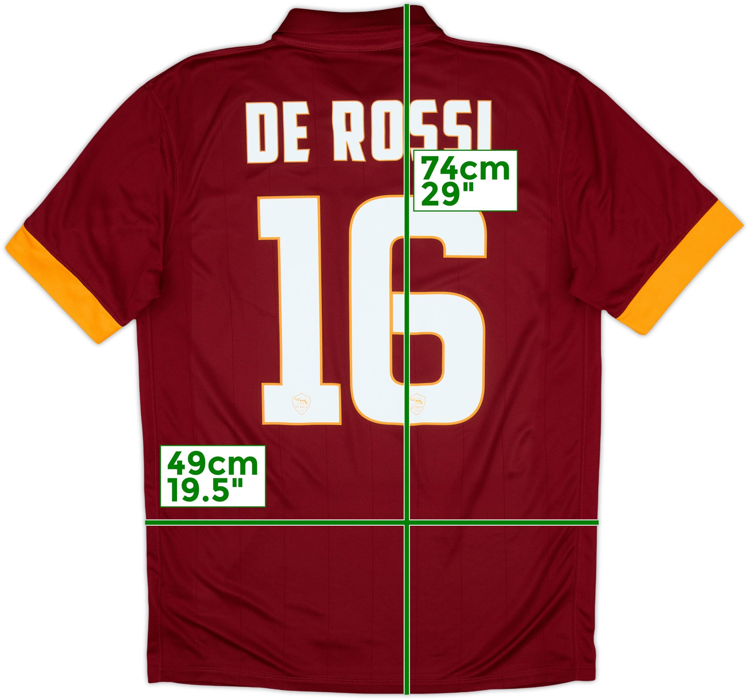 2014-15 Roma Home Shirt De Rossi #16 - 8/10 - (M)