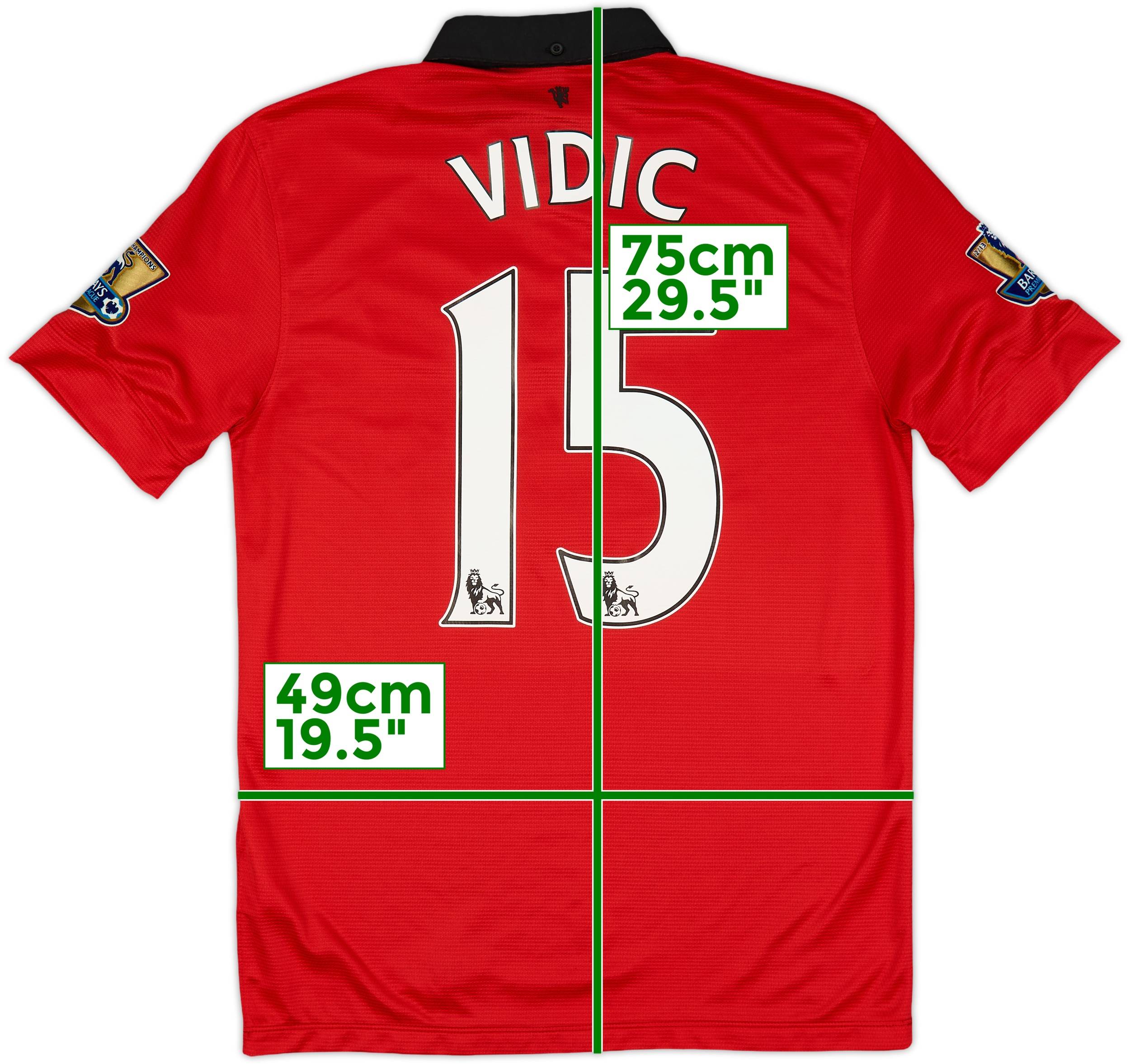 2013-14 Manchester United Home Shirt Vidic #15 - 8/10 - (M)