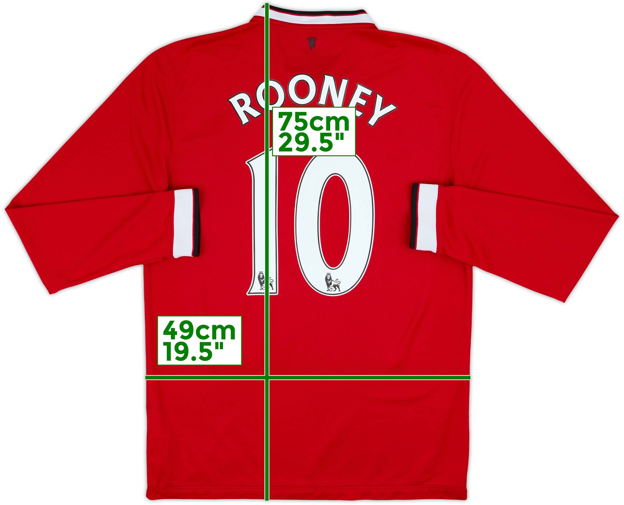 2014-15 Manchester United Home L/S Shirt Rooney #10 - 9/10 - (M)