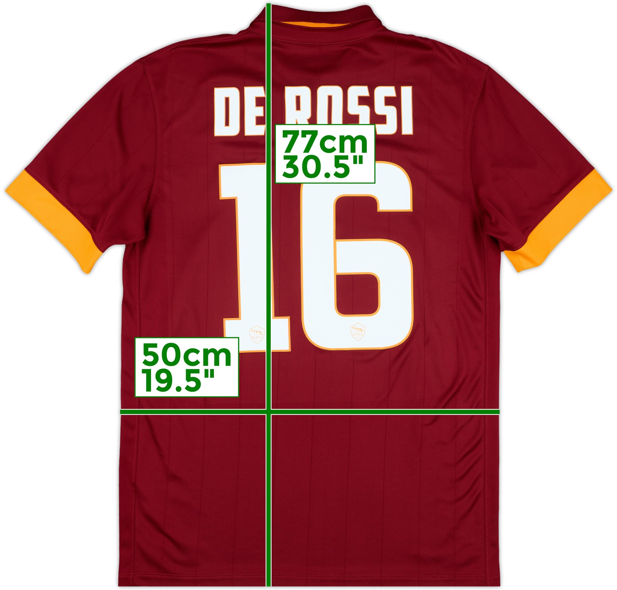 2014-15 Roma Home Shirt De Rossi #16 - 9/10 - (M)