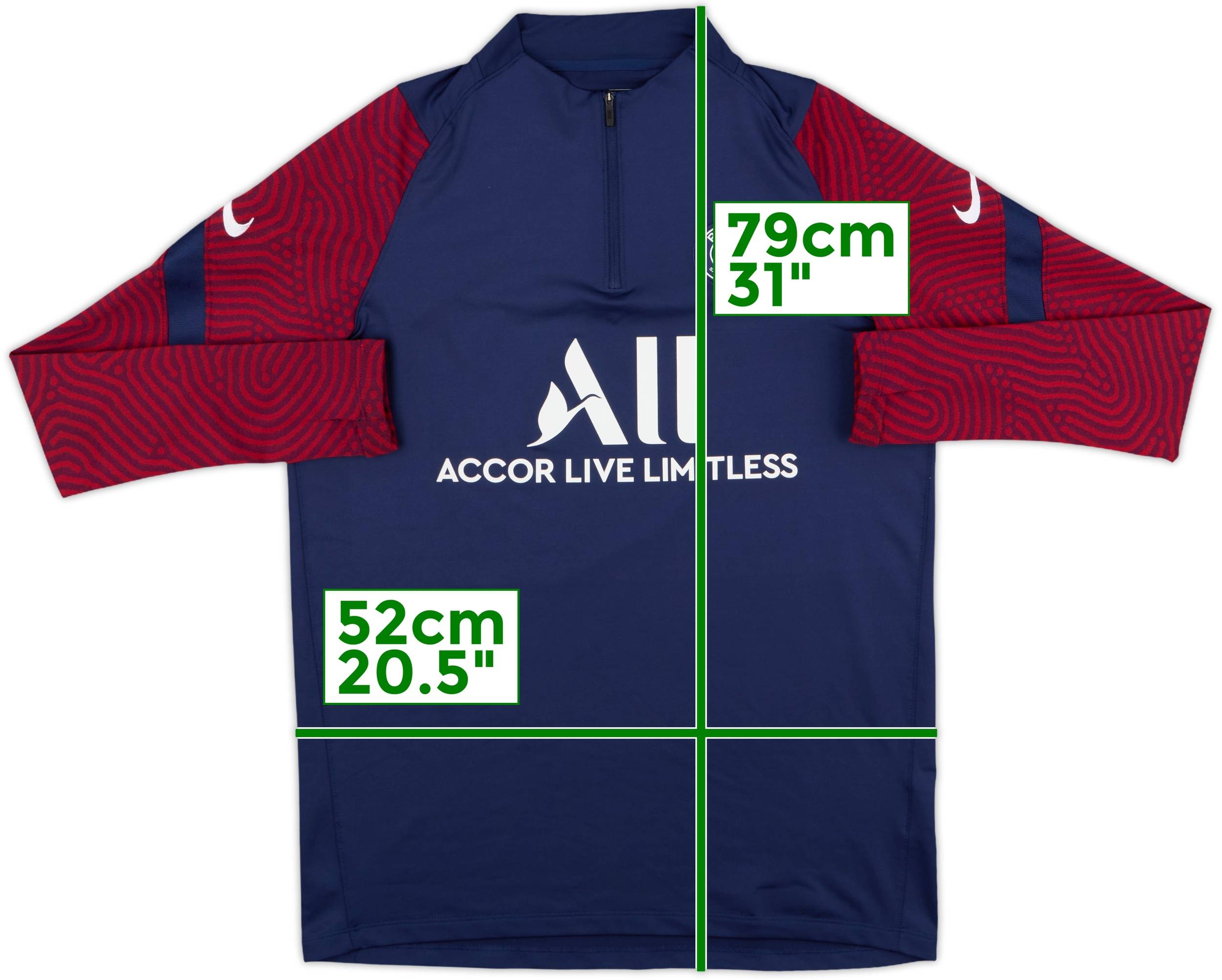 Nike Paris Saint-Germain 20-21ドリルトップ 2020-21 Paris Saint-Germain Nike 1/4 Zip Drill Top - 9/10 - (L)
