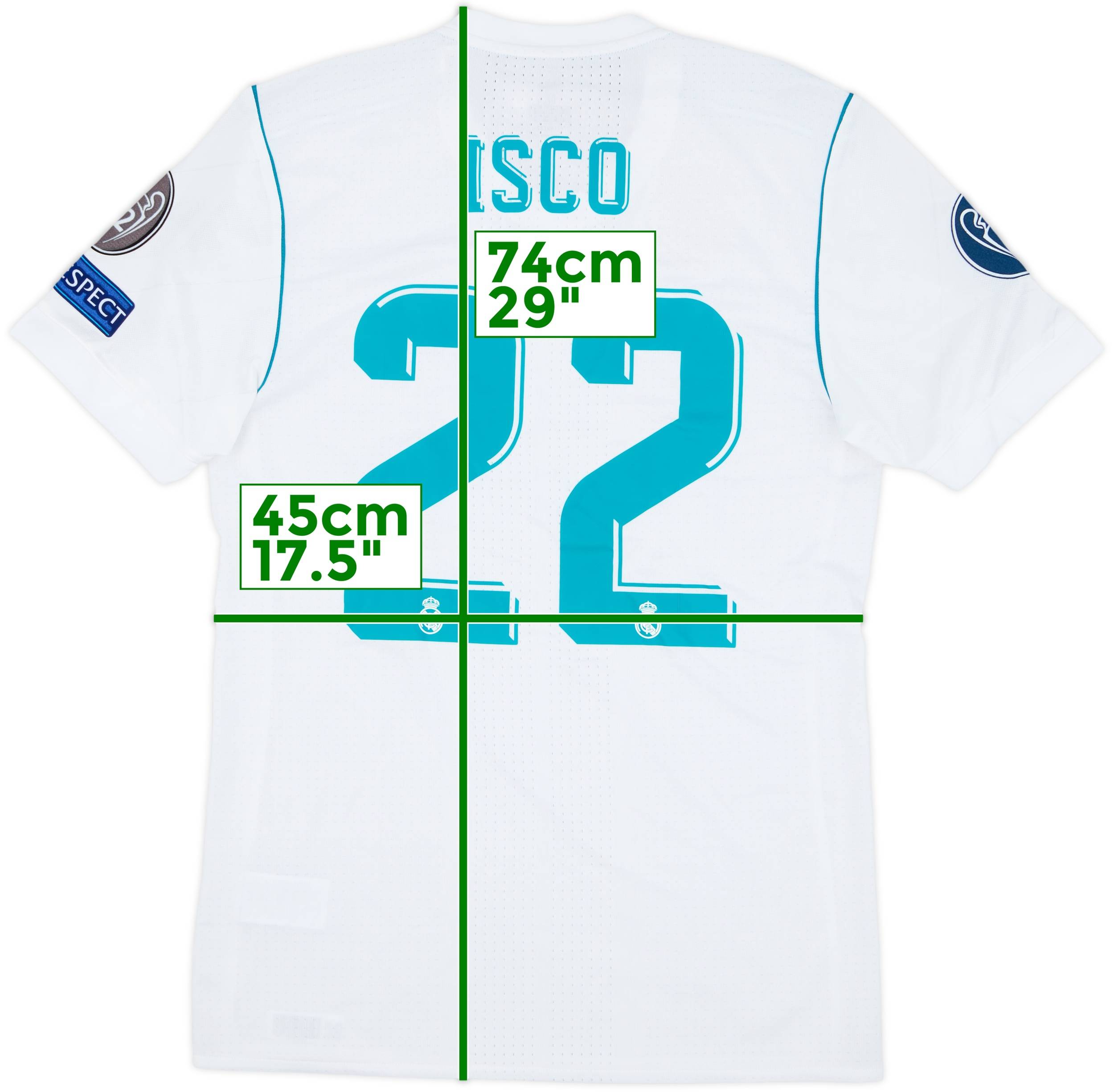 レアル白色、Sサイズ、22 ISCO 2017-18 Real Madrid Authentic Home Shirt Isco #22 (M)