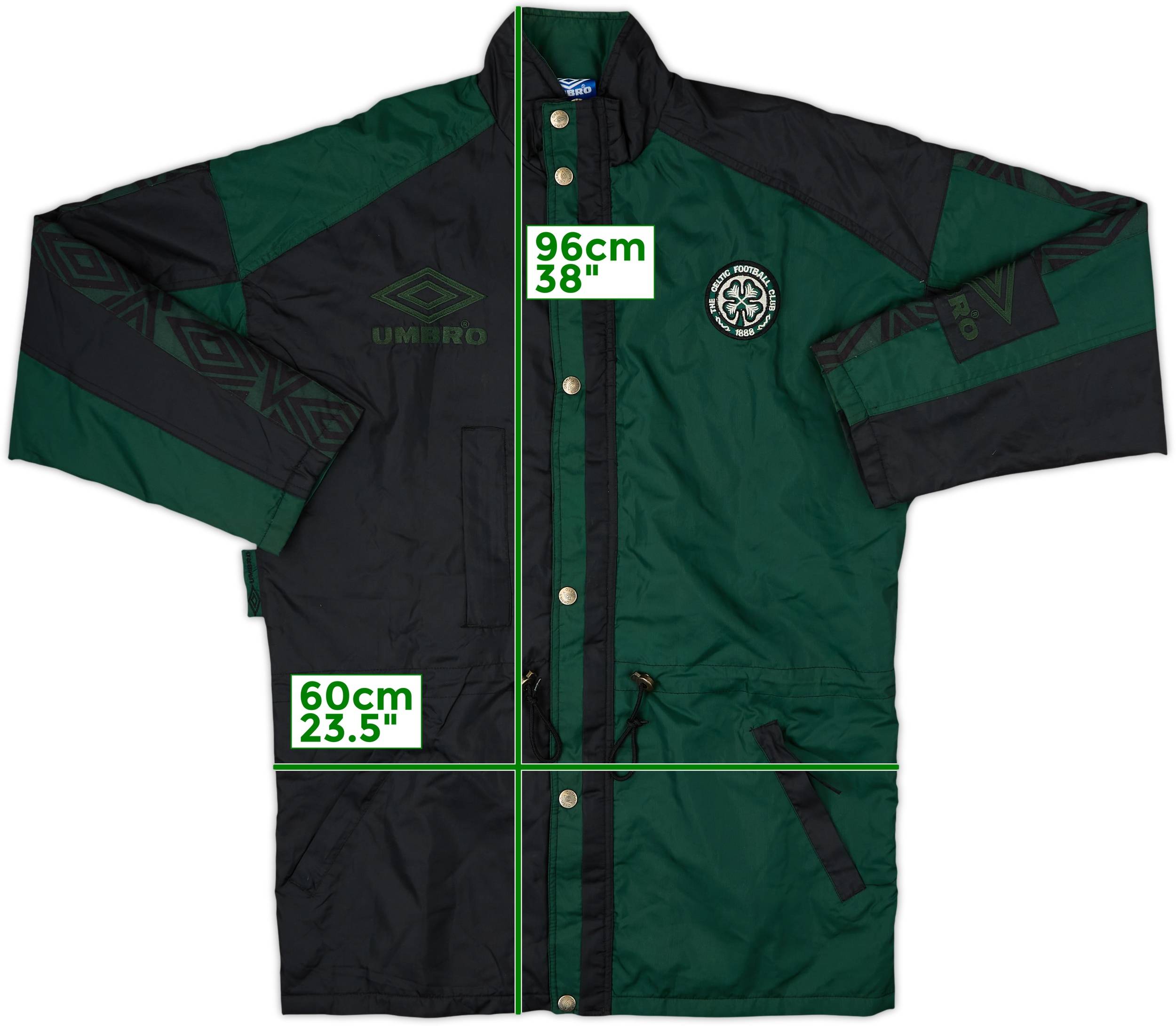 1995-96 Celtic Umbro Padded Bench Coat - 8/10 - (M)