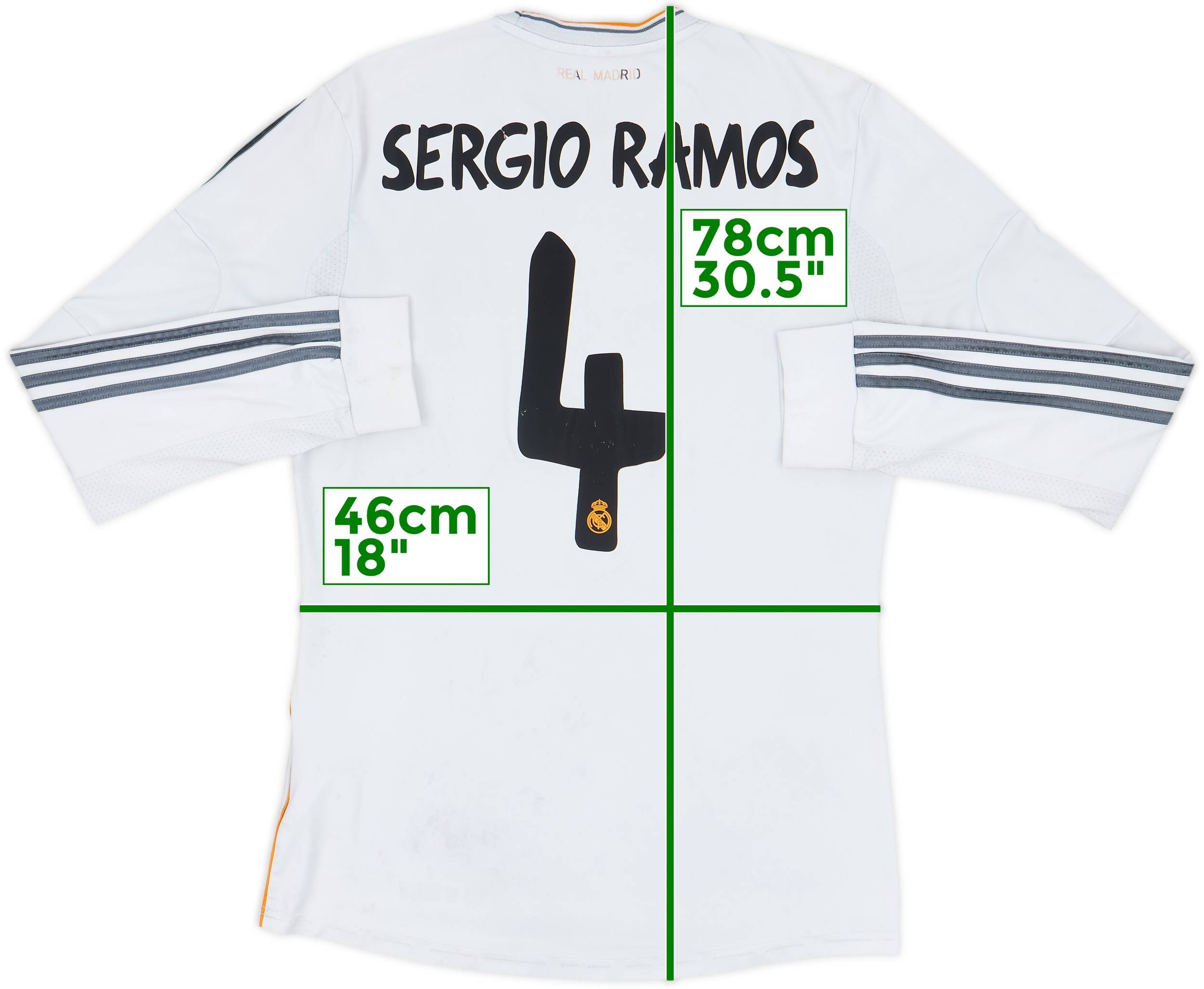 2014-15 RealMadrid Sergio Ramos ユニフォーム 2013-14 Real Madrid Home L/S Shirt Sergio Ramos #4 - 4/10 - (M)