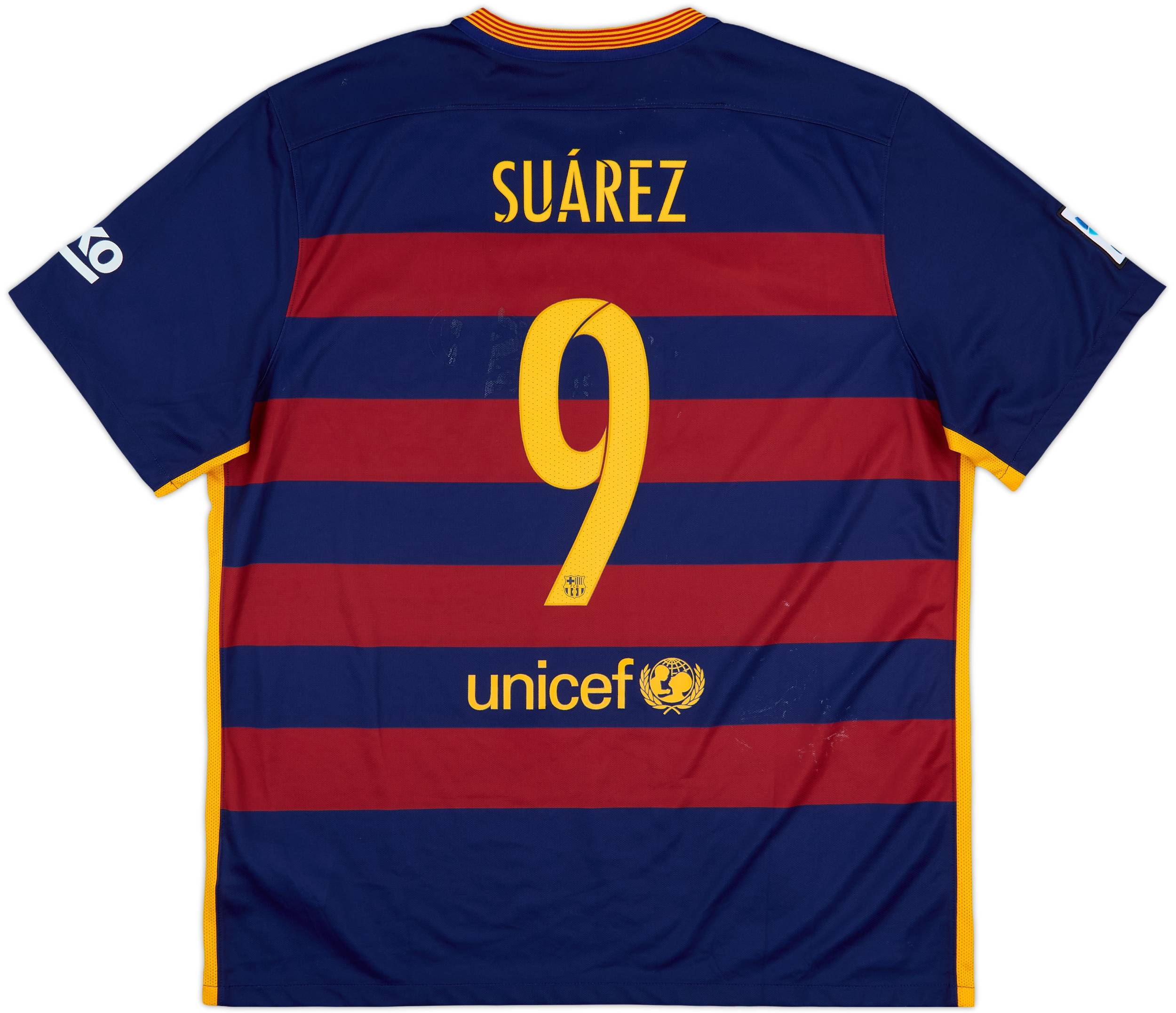 2015-16 Barcelona Home Shirt Suarez #9 - 5/10 - (XXL)