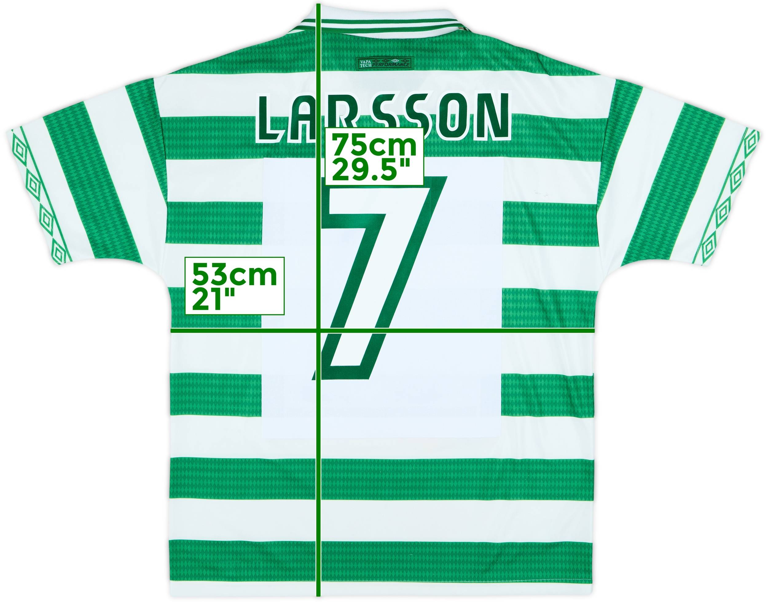 1997-99 Celtic Home Shirt Larsson #7 - 8/10 - (M)