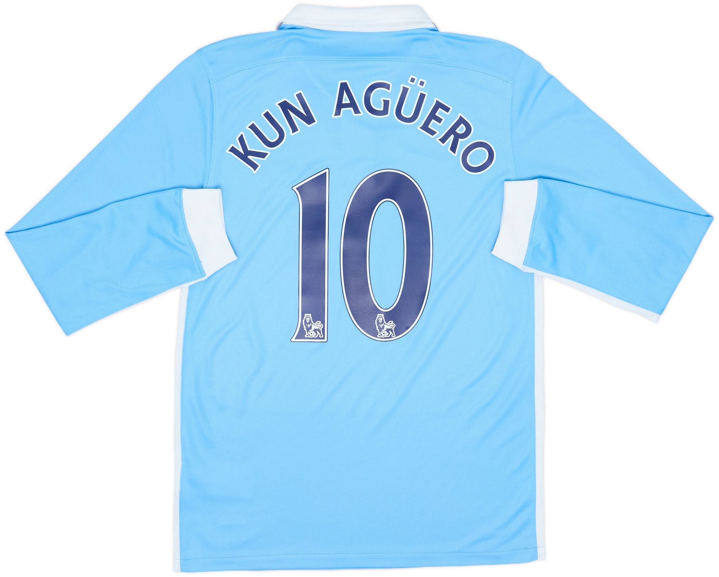 2015-16 Manchester City Home L/S Shirt Kun Aguero #10 - 8/10 - (S)