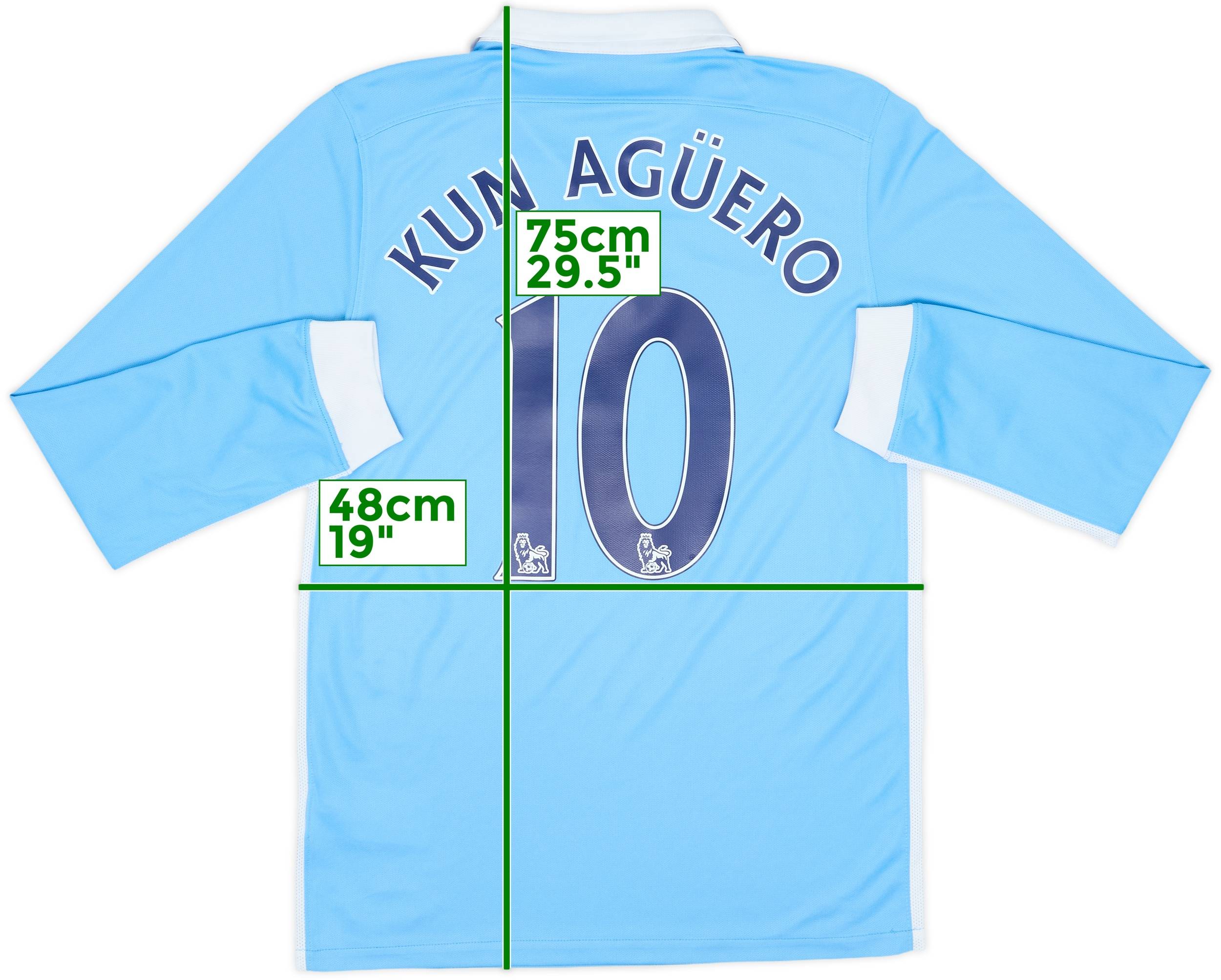 2015-16 Manchester City Home L/S Shirt Kun Aguero #10 - 8/10 - (S)