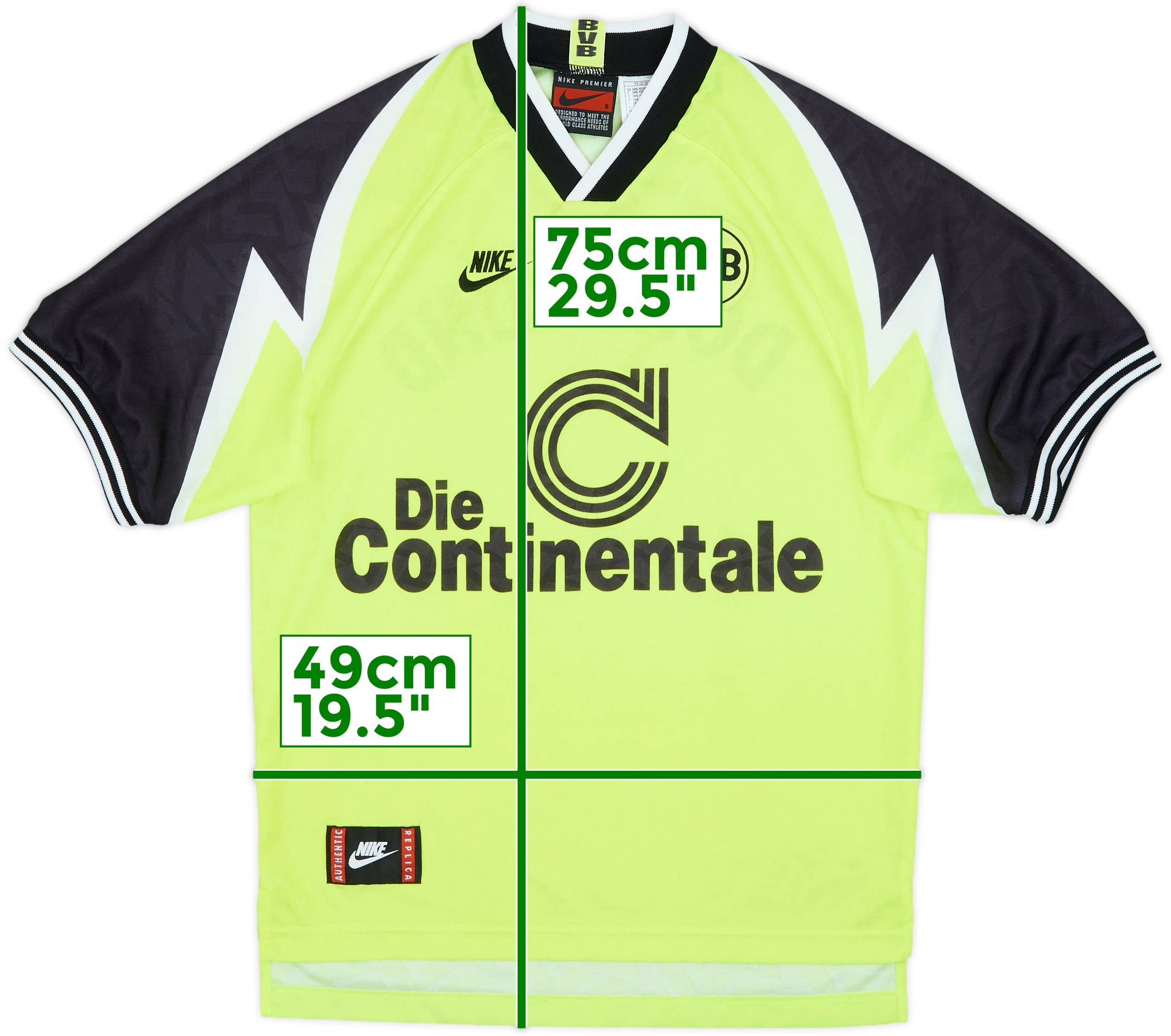 NIKE Borussia Dortmund 1995/96 サッカーシャツ 1995-96 Borussia Dortmund Home Shirt - 8/10 - (S)