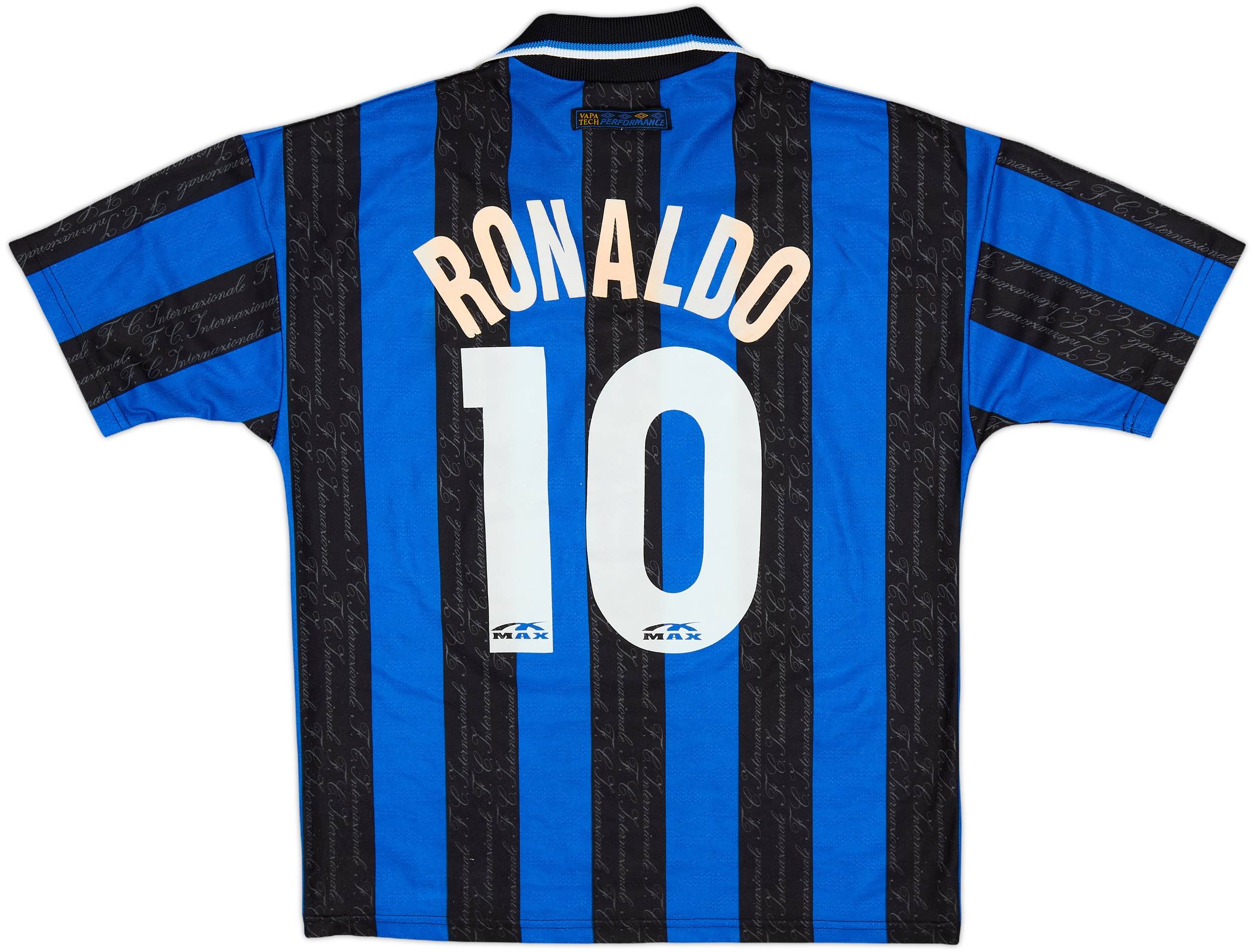 最終価格　90s Inter Milan Ronaldo サッカーTシャツ 1997-98 Inter Milan Home Shirt Ronaldo #10 - 7/10 - (Y)