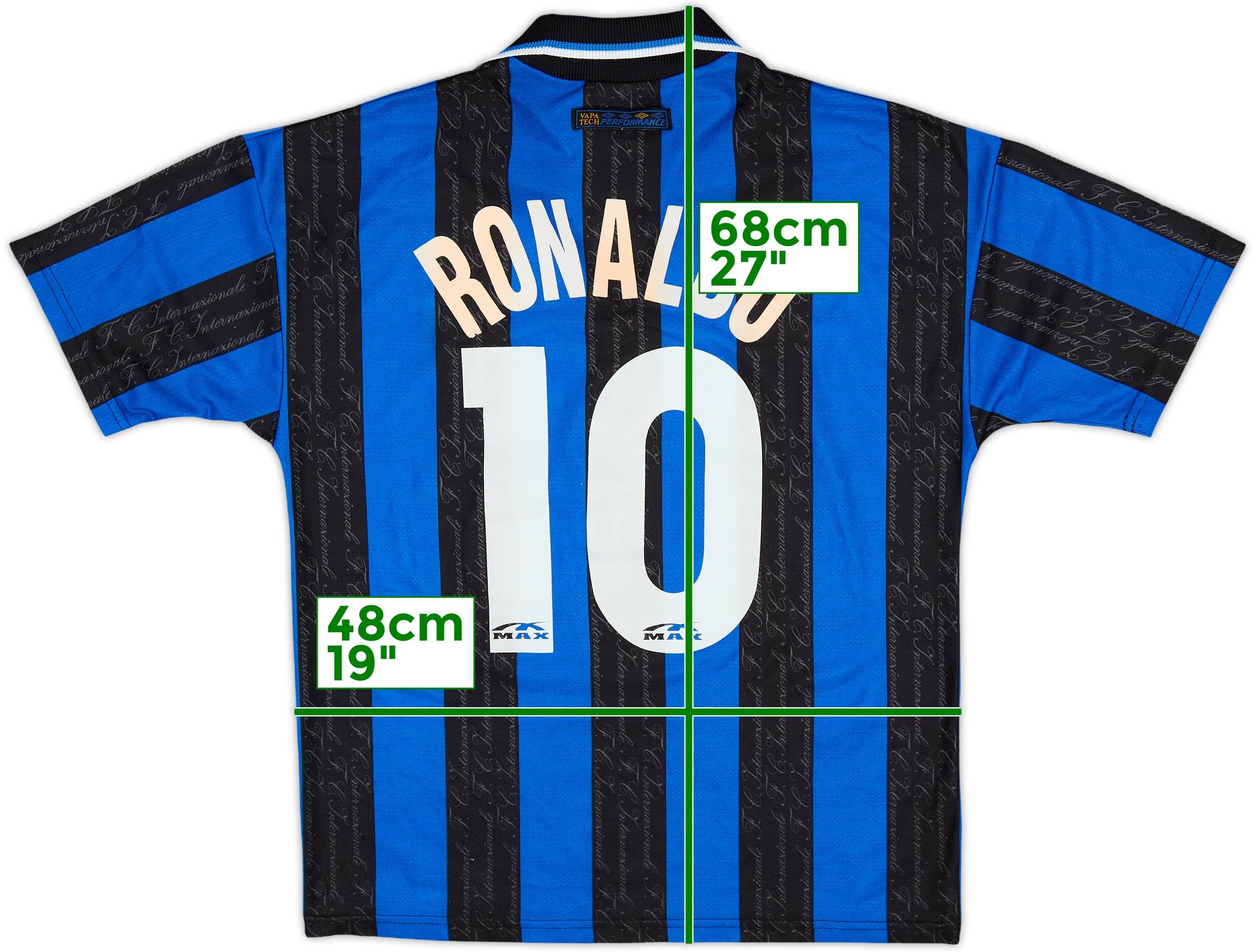 1997-98 Inter Milan Home Shirt Ronaldo #10 - 7/10 - (Y)