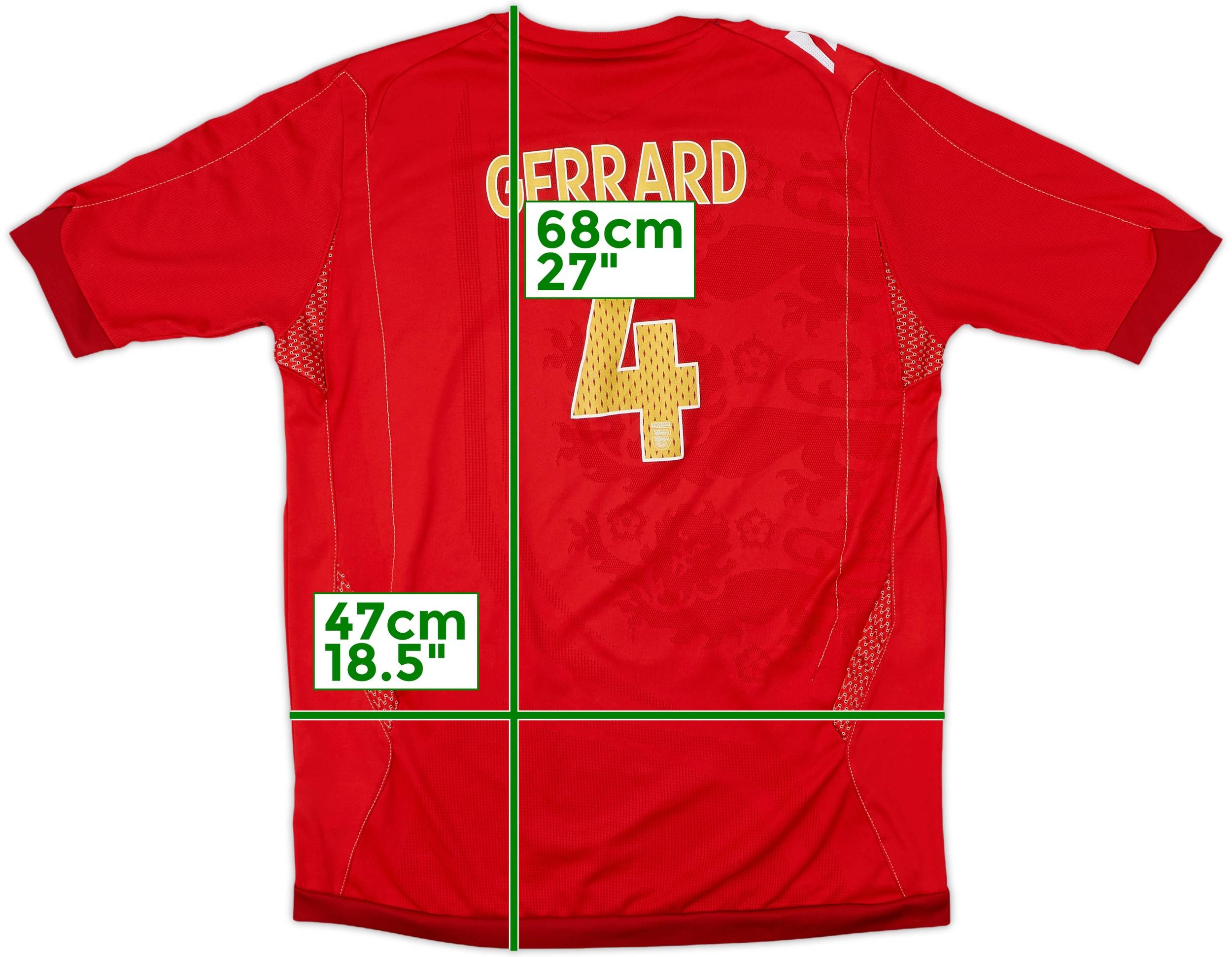 2004-06 England Away Shirt Gerrard #4 - 7/10 - (XL.Boys)