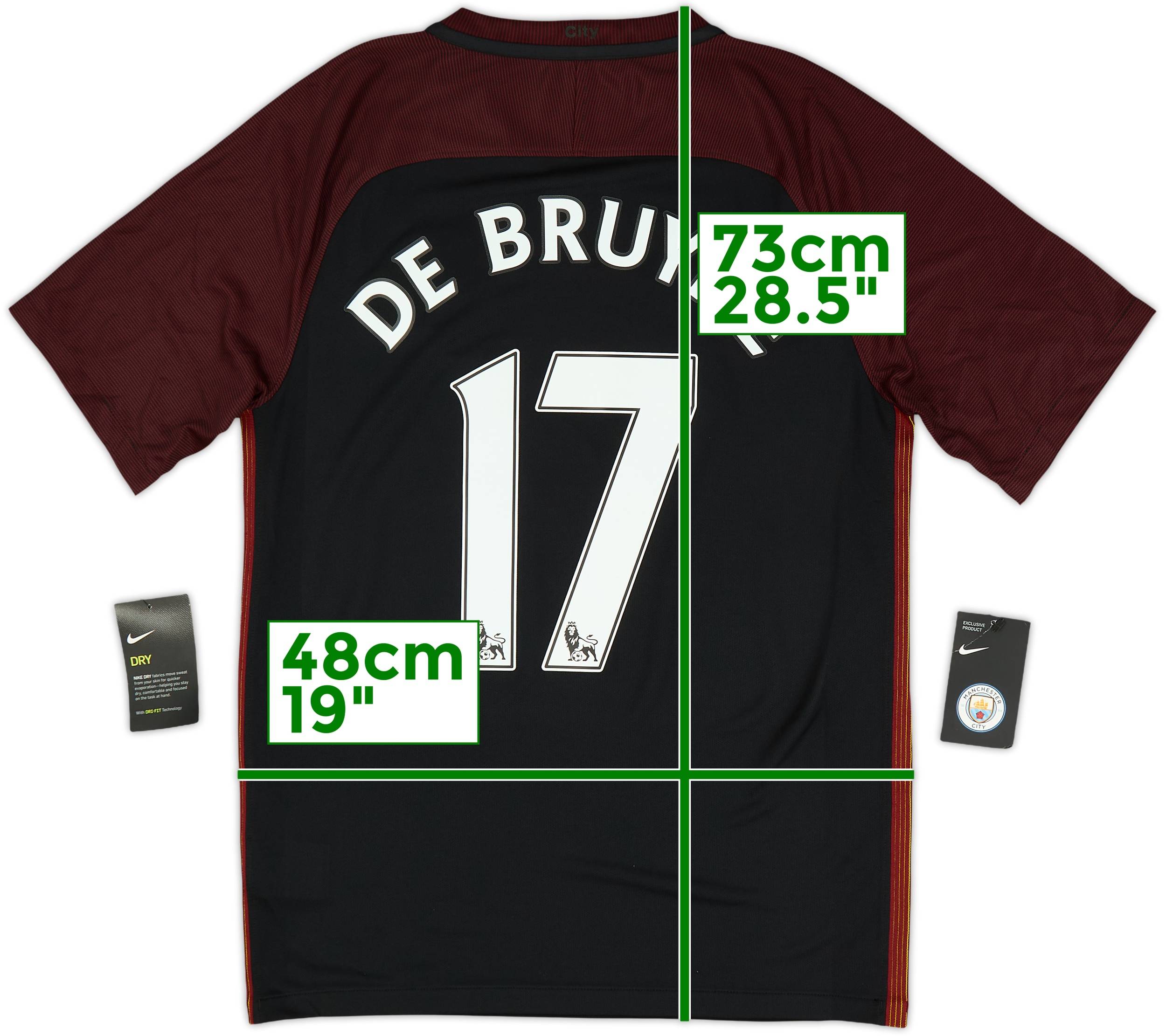 Nike Manchester City DE BRUYNE 17 シャツ 2016-17 Manchester City Away Shirt De Bruyne #17 (S)