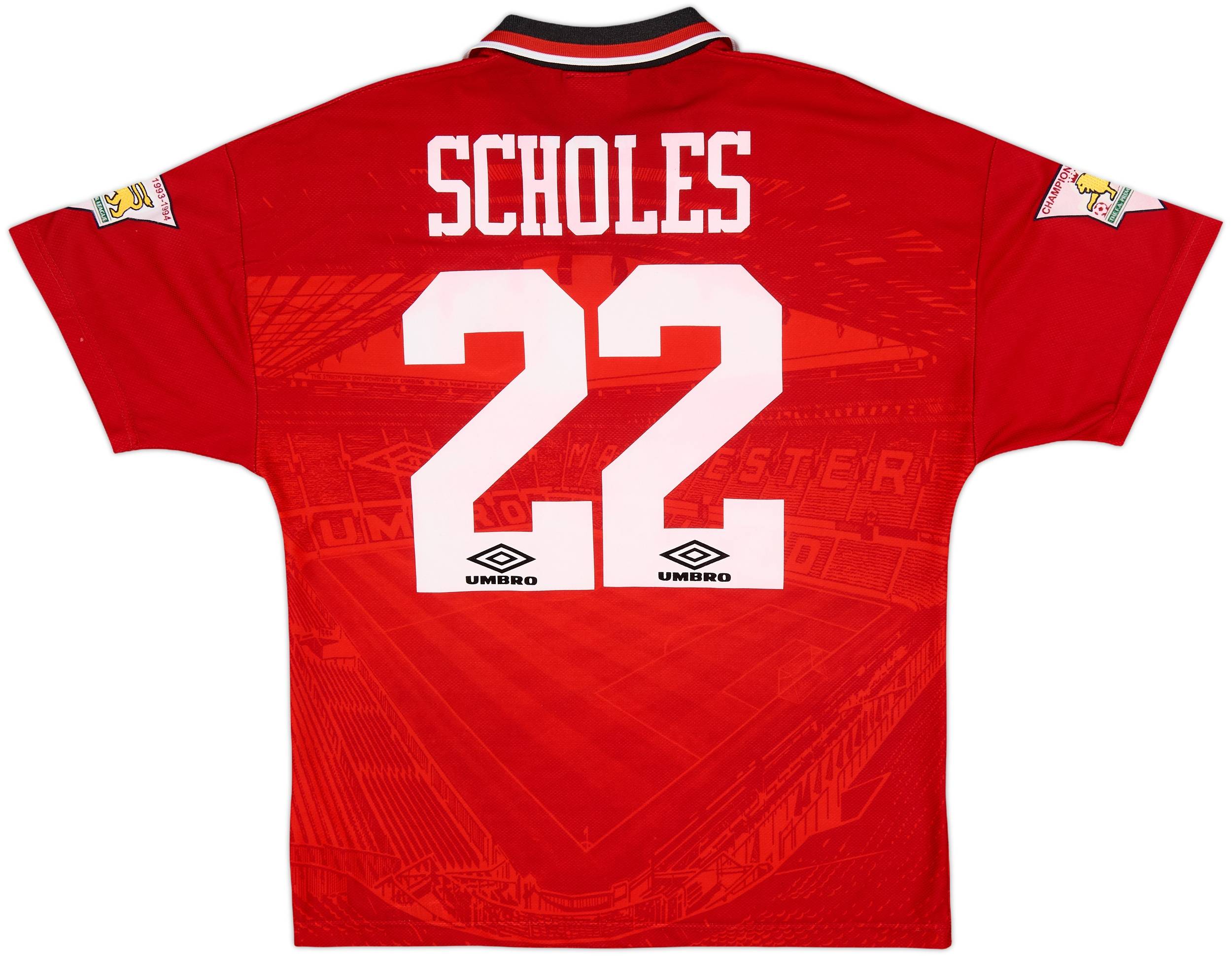 1994-96 Manchester United Home Shirt Scholes #22 - 8/10 - (M)