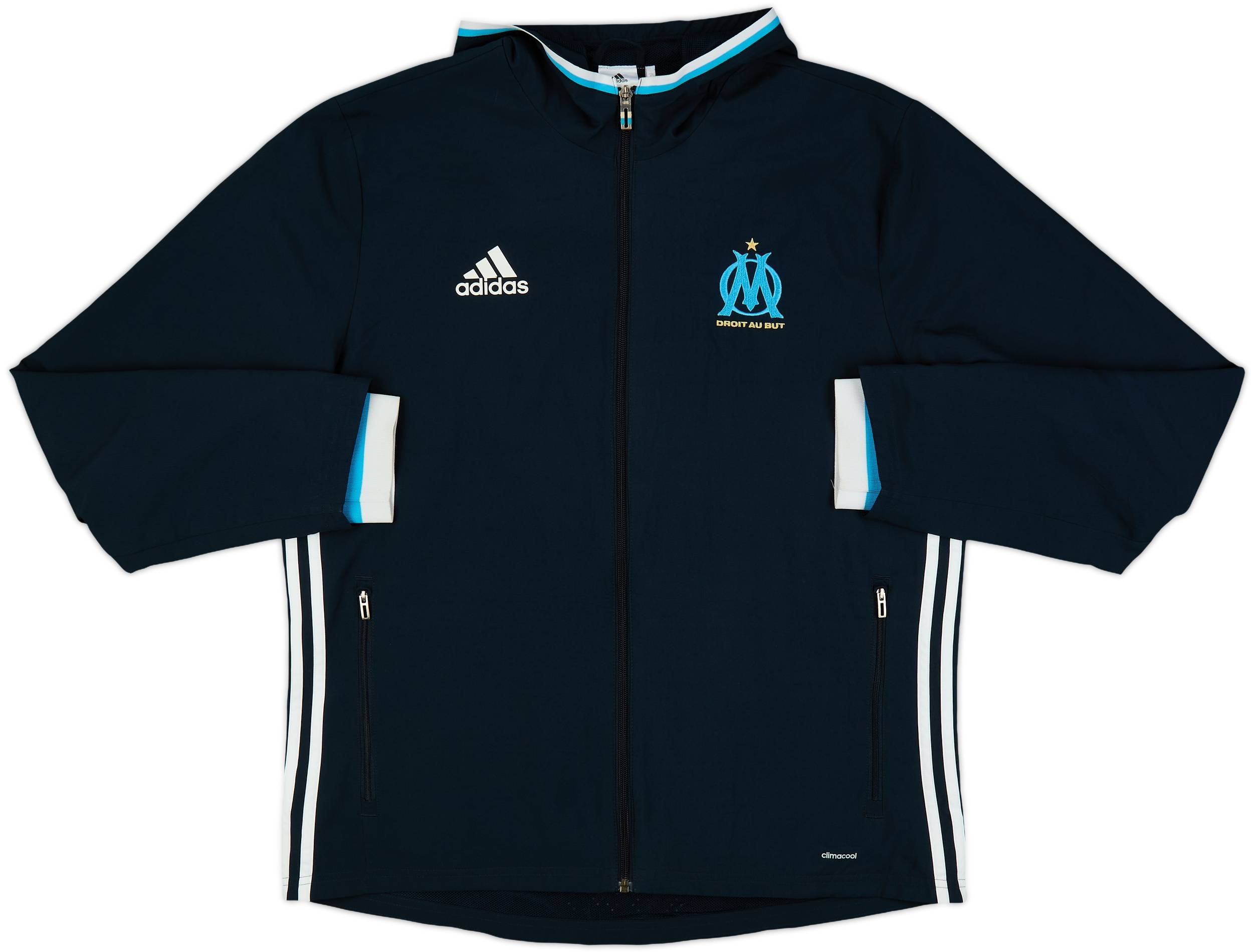 2015-16 Olympique Marseille adidas Hooded Track Jacket - 8/10 - (L)