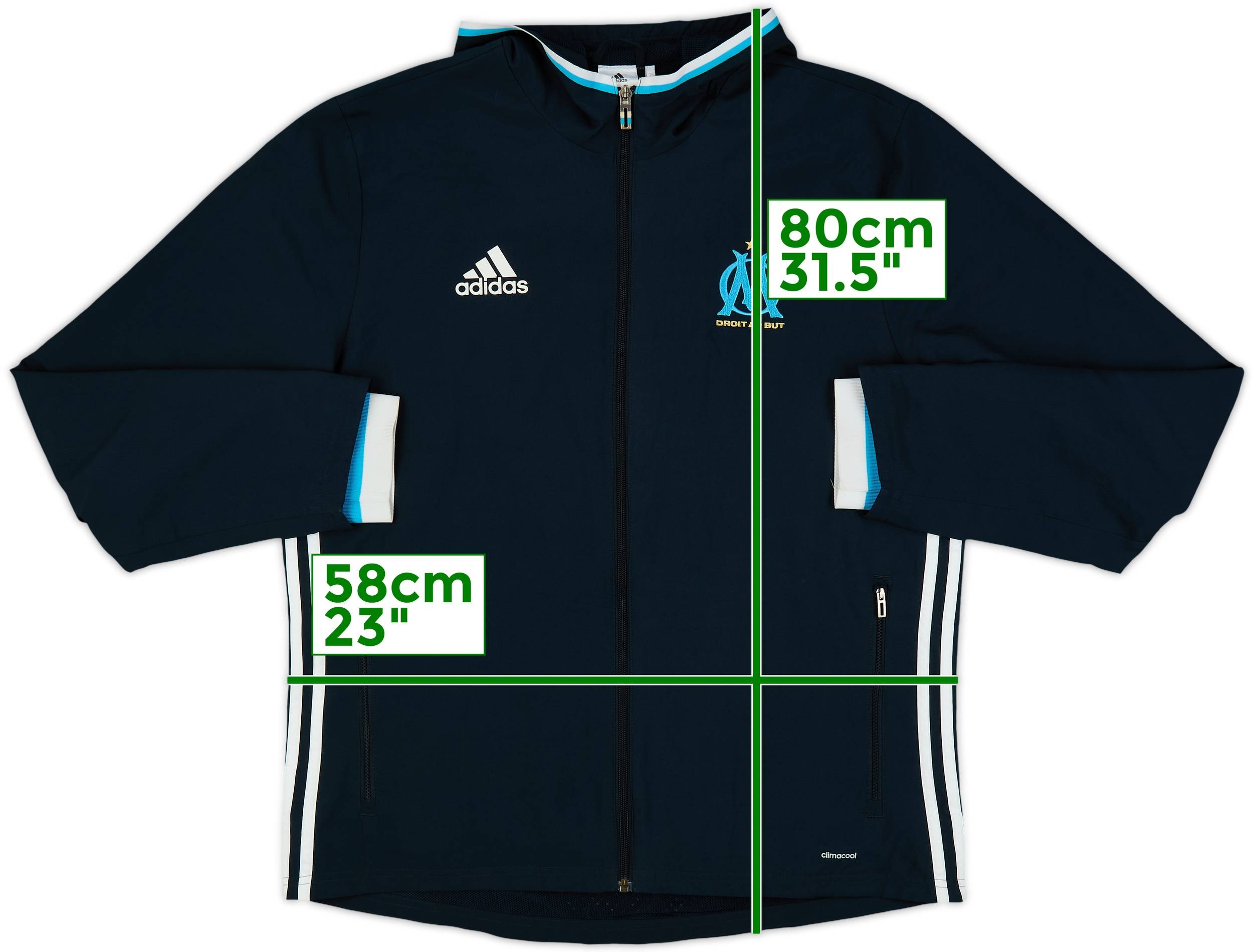 2015-16 Olympique Marseille adidas Hooded Track Jacket - 8/10 - (L)