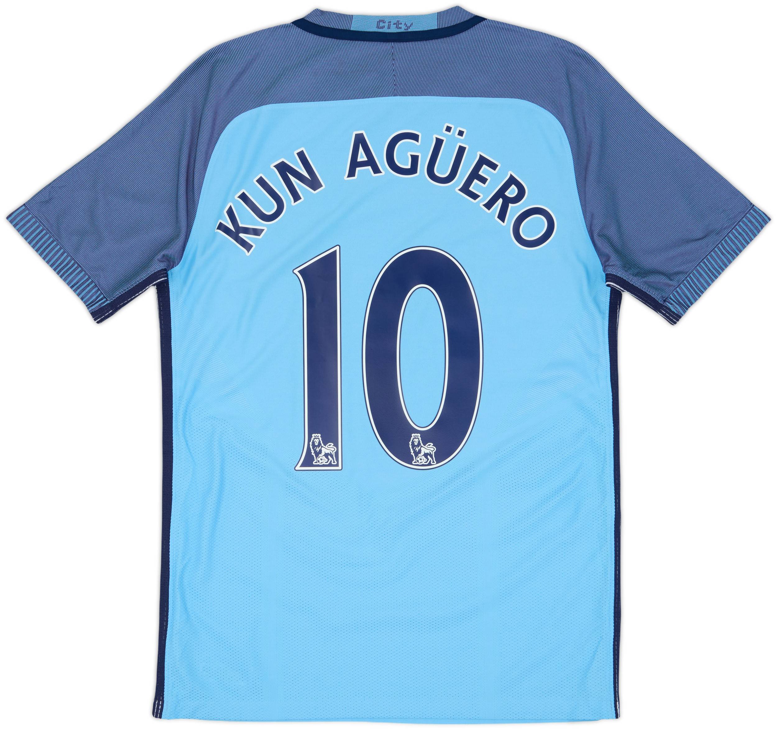 2016-17 Manchester City Authentic Home Shirt Kun Aguero #10 - 8/10