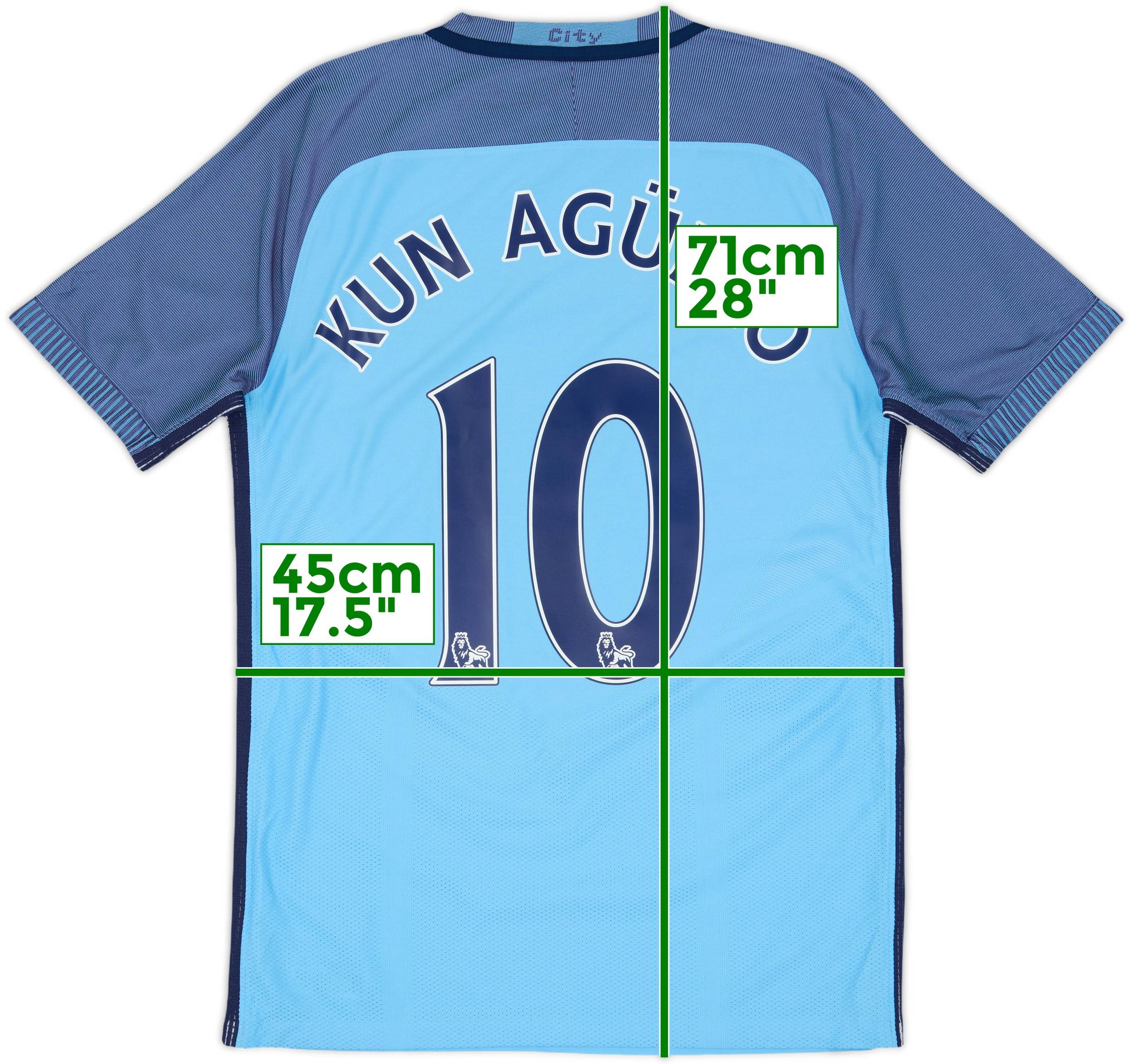 2016-17 Manchester City Authentic Home Shirt Kun Aguero #10 - 8/10