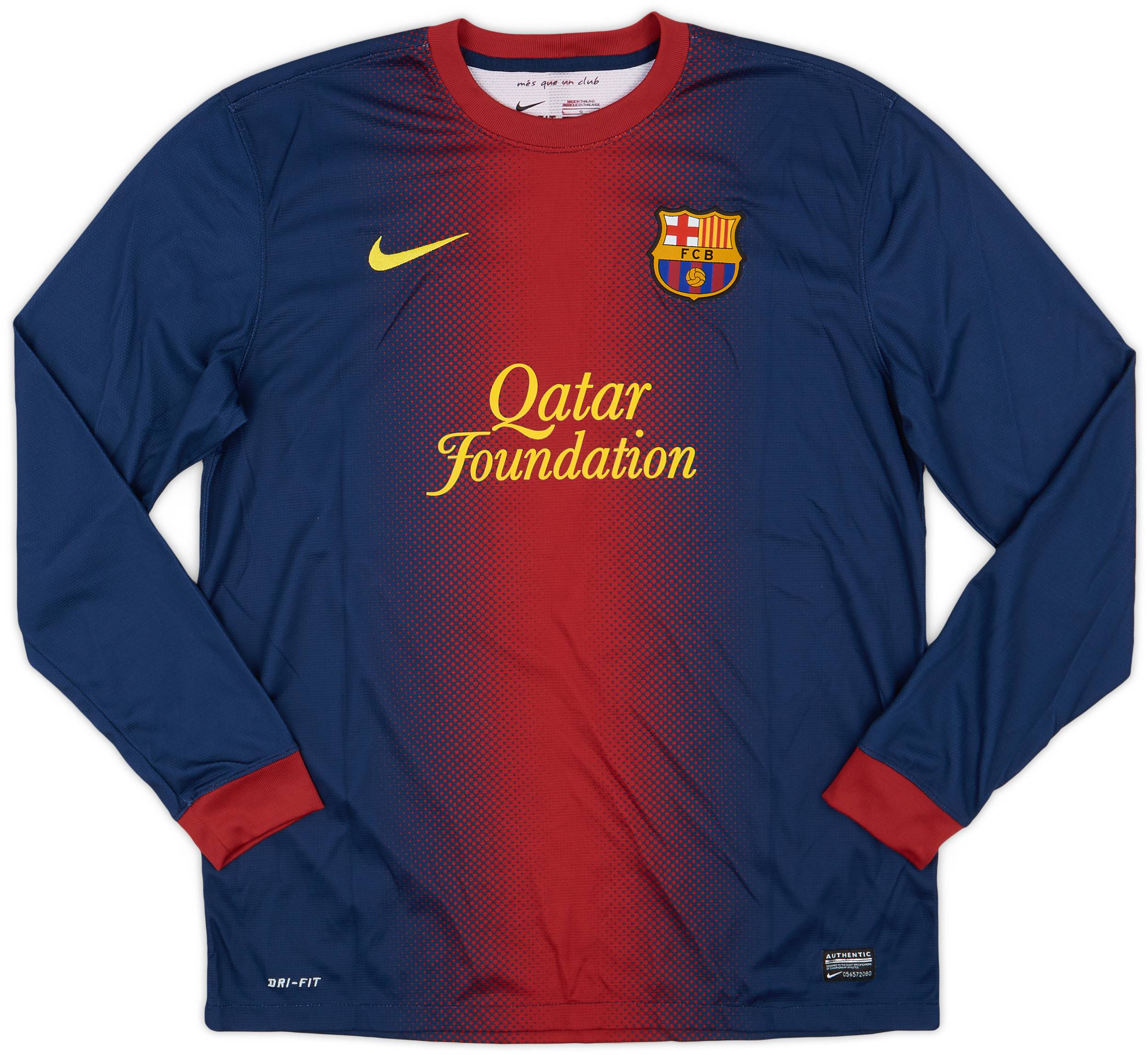 2012-13 Barcelona Player Issue Home L/S Shirt #18 - 8/10 - (L)