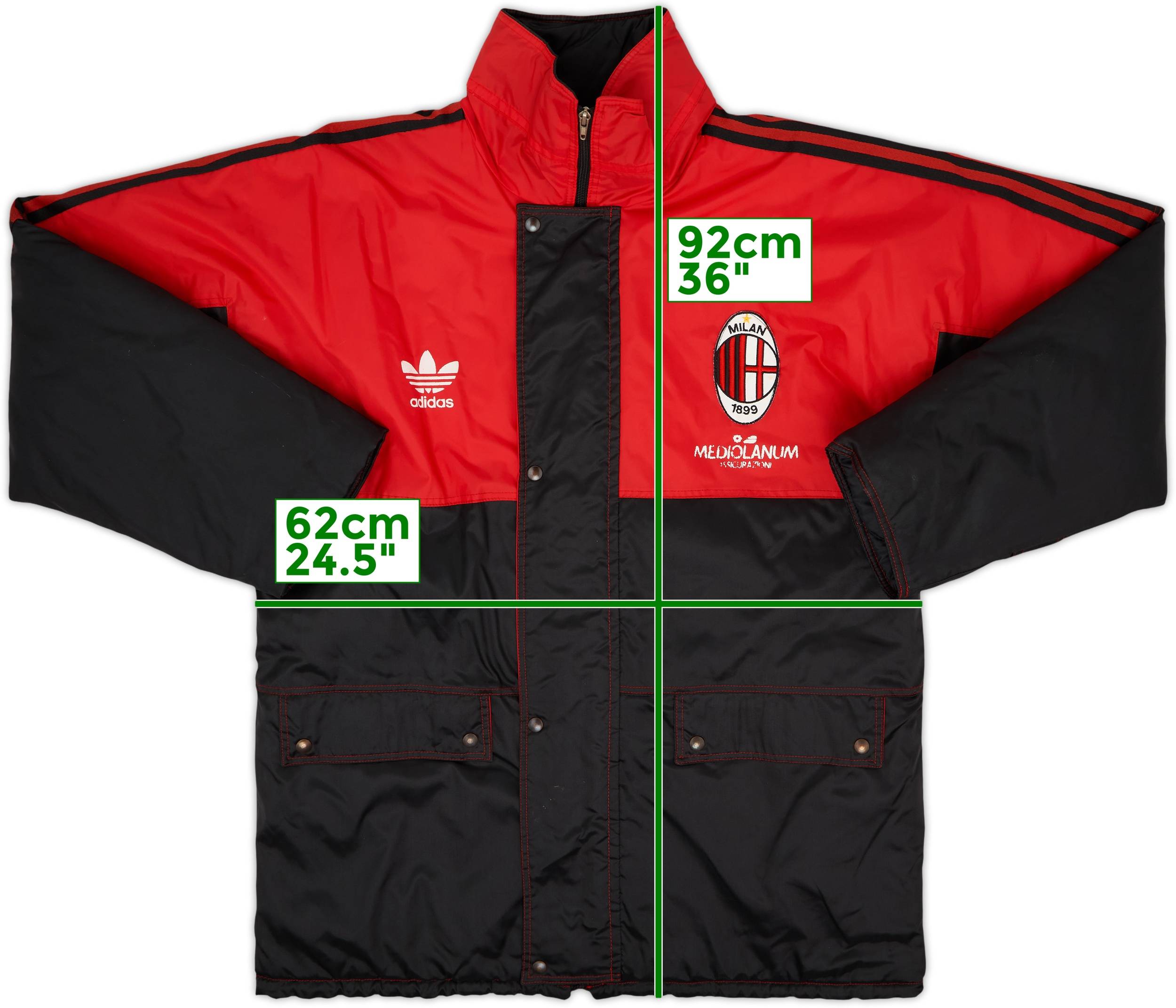 1990-92 AC Milan adidas Padded Bench Coat - 8/10 - (L)