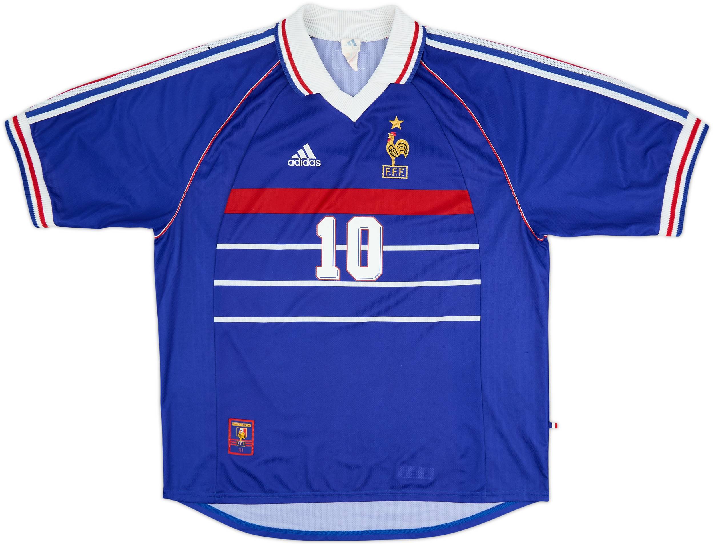 1998-00 France Home Shirt Zidane #10 - 8/10 - (XL)