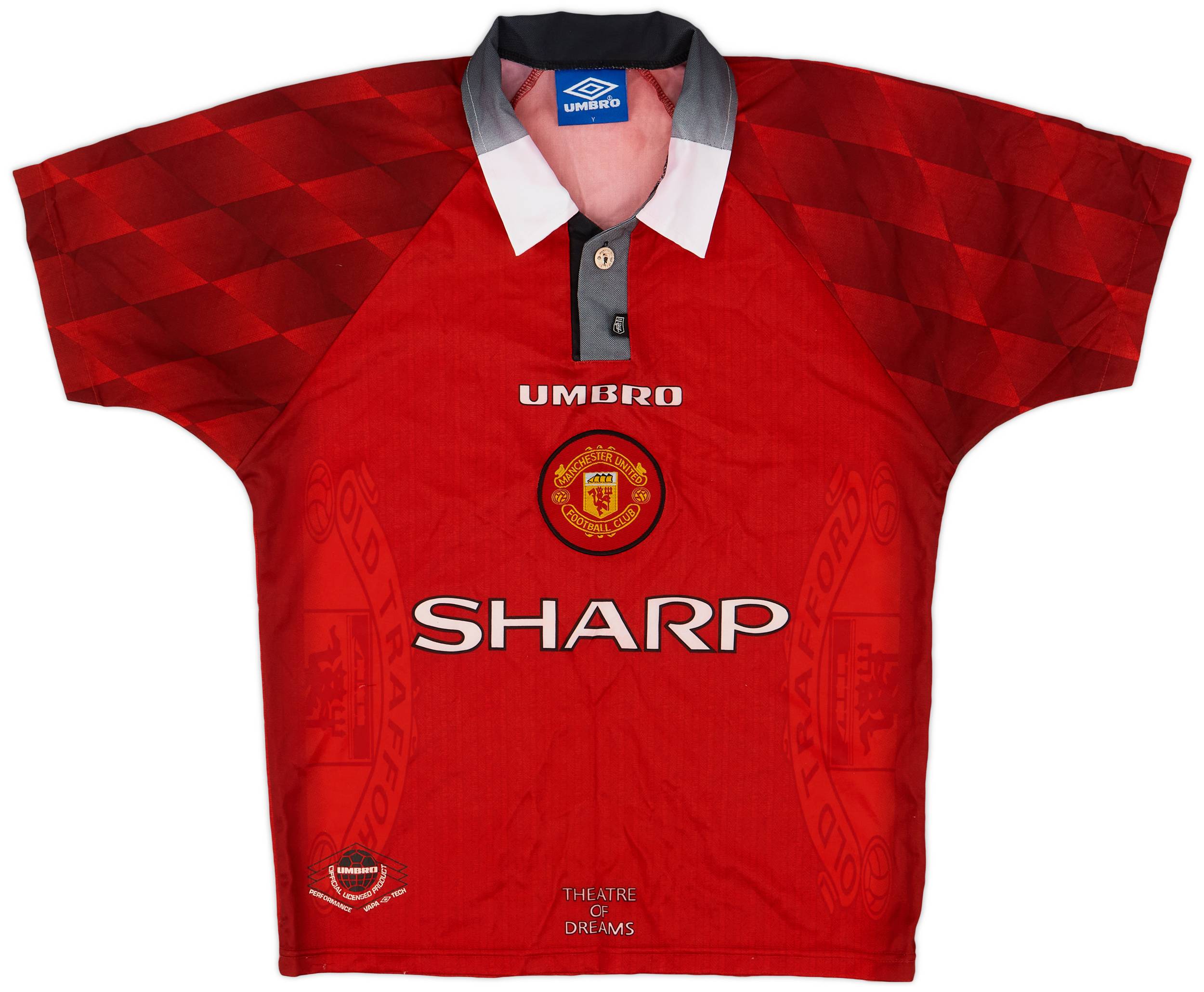 1996-98 Manchester United Home Shirt - 7/10 - (Y)