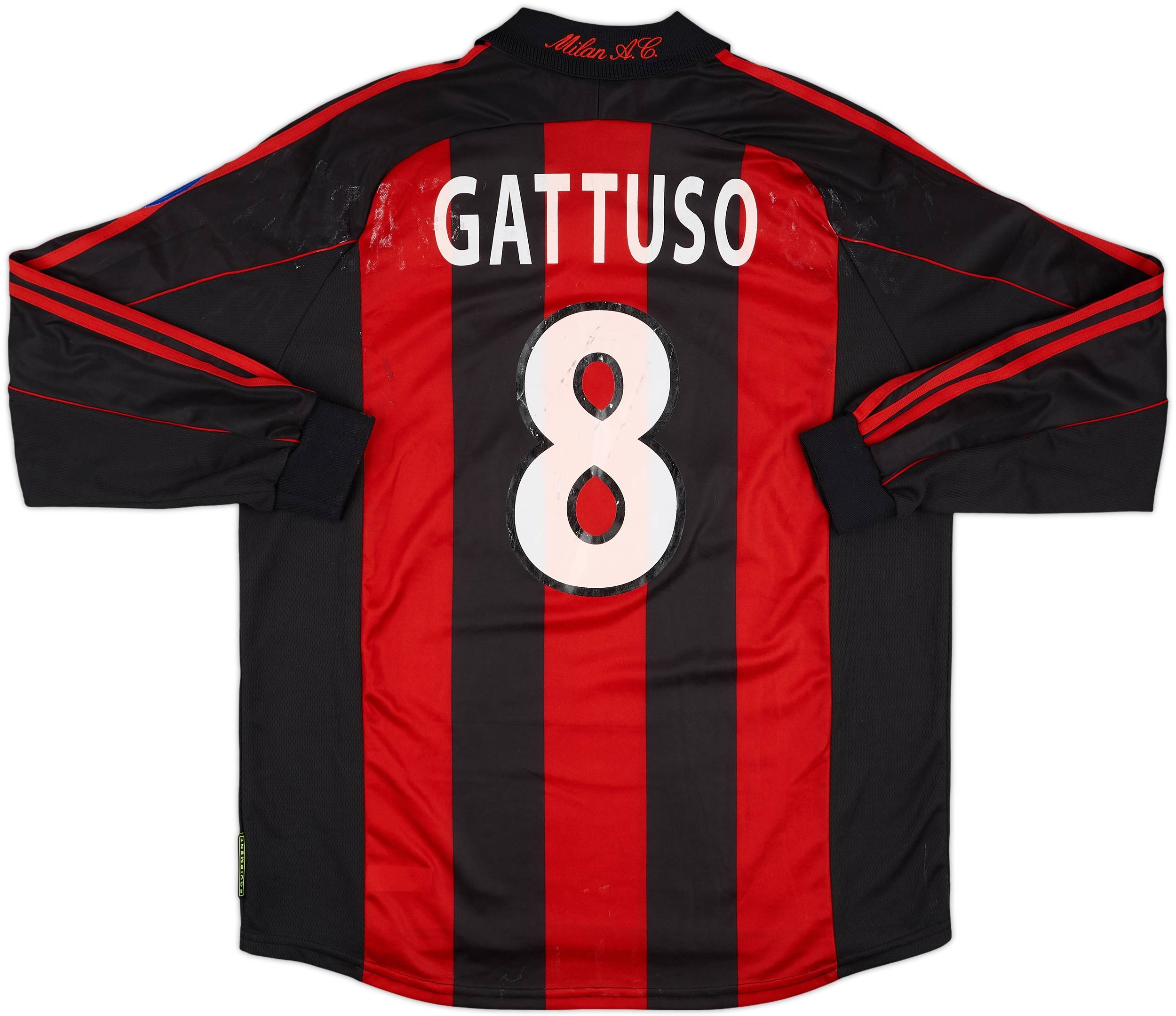 2000-02 AC Milan Match Issue Home L/S Shirt Gattuso #8