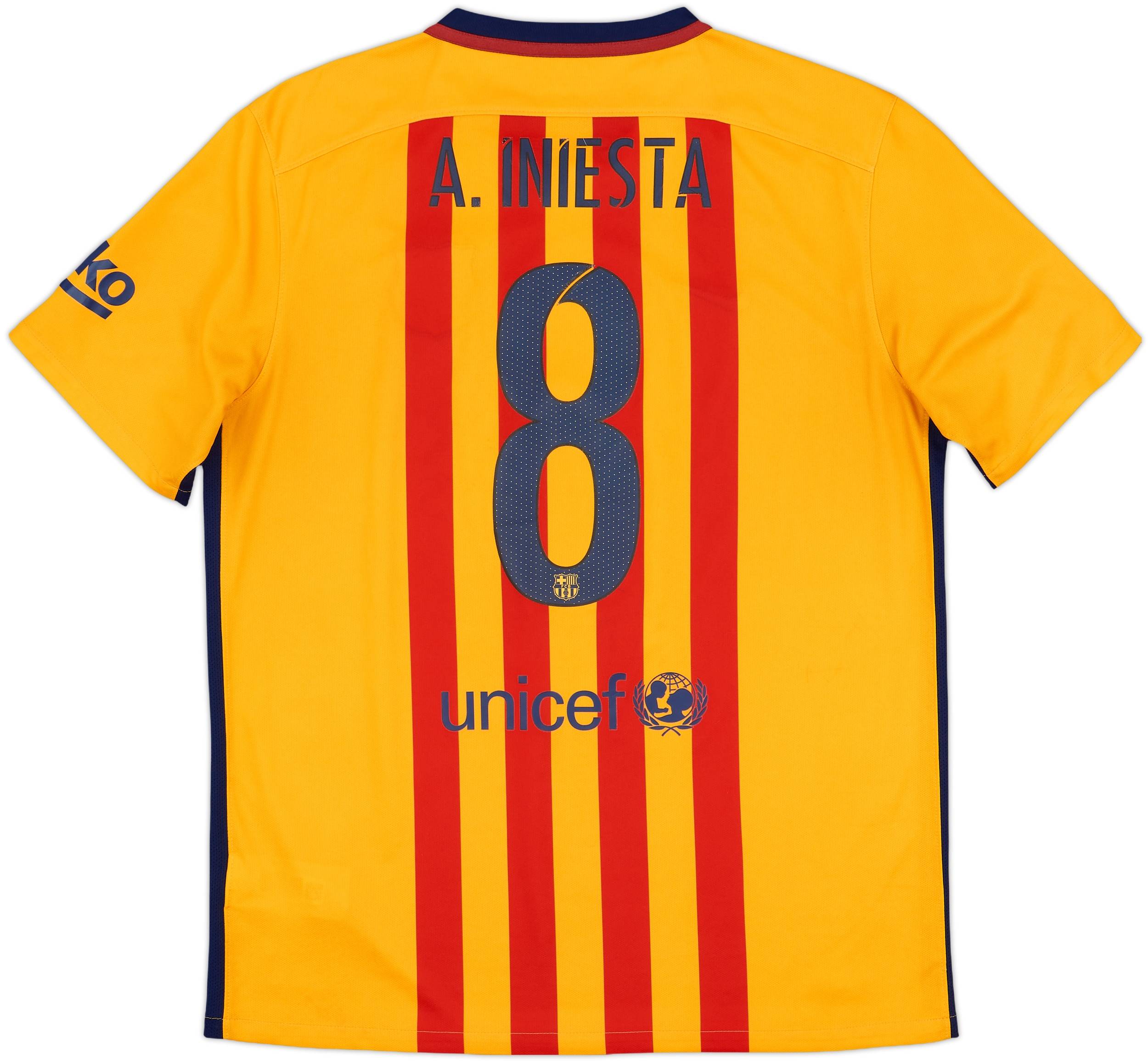 2015-16 Barcelona Away Shirt Iniesta #8 - 7/10 - (L)