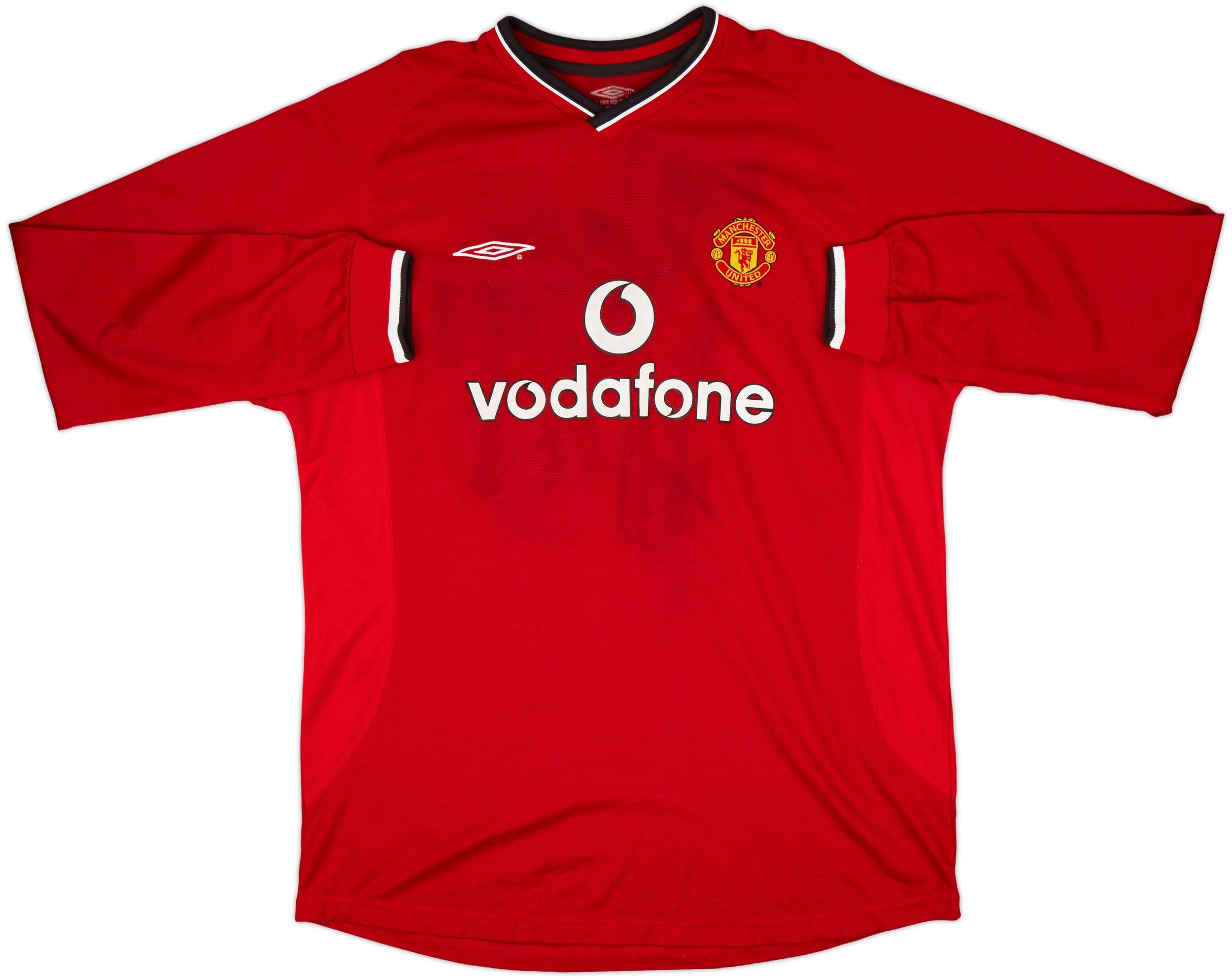 2000-02 Manchester United Home L/S Shirt - 4/10 - (XL)