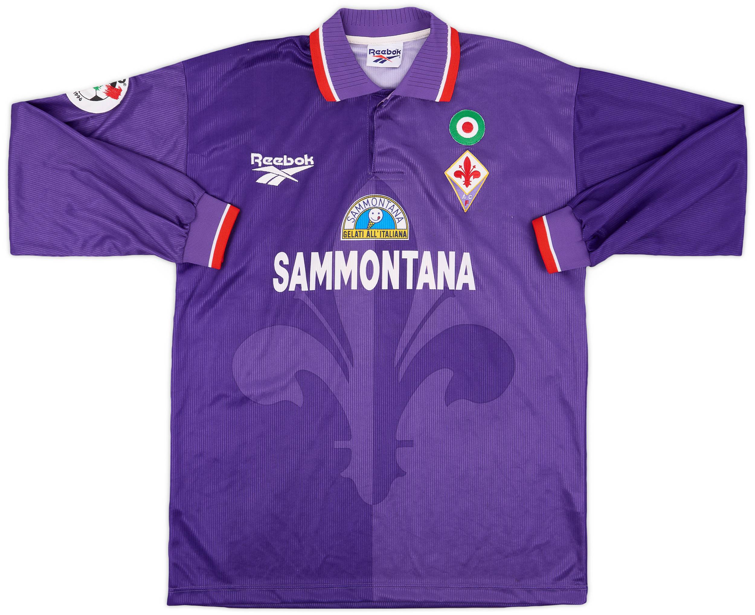 1996-97 Fiorentina Match Issue Home L/S Shirt Piacentini #4