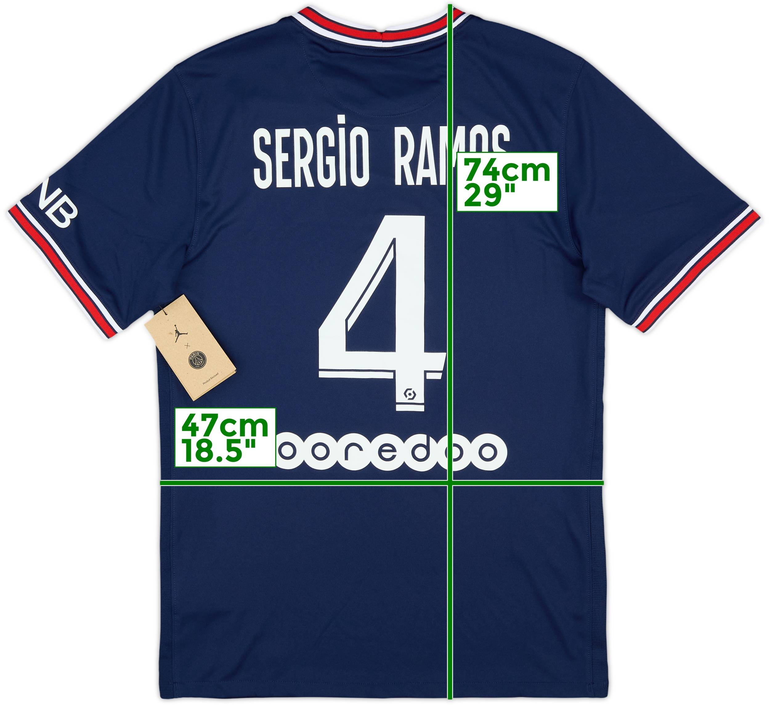 PSG Sergio Ramos 4 グレーシャツ 2021-22 Paris Saint-Germain Home Shirt Sergio Ramos #4 (S)