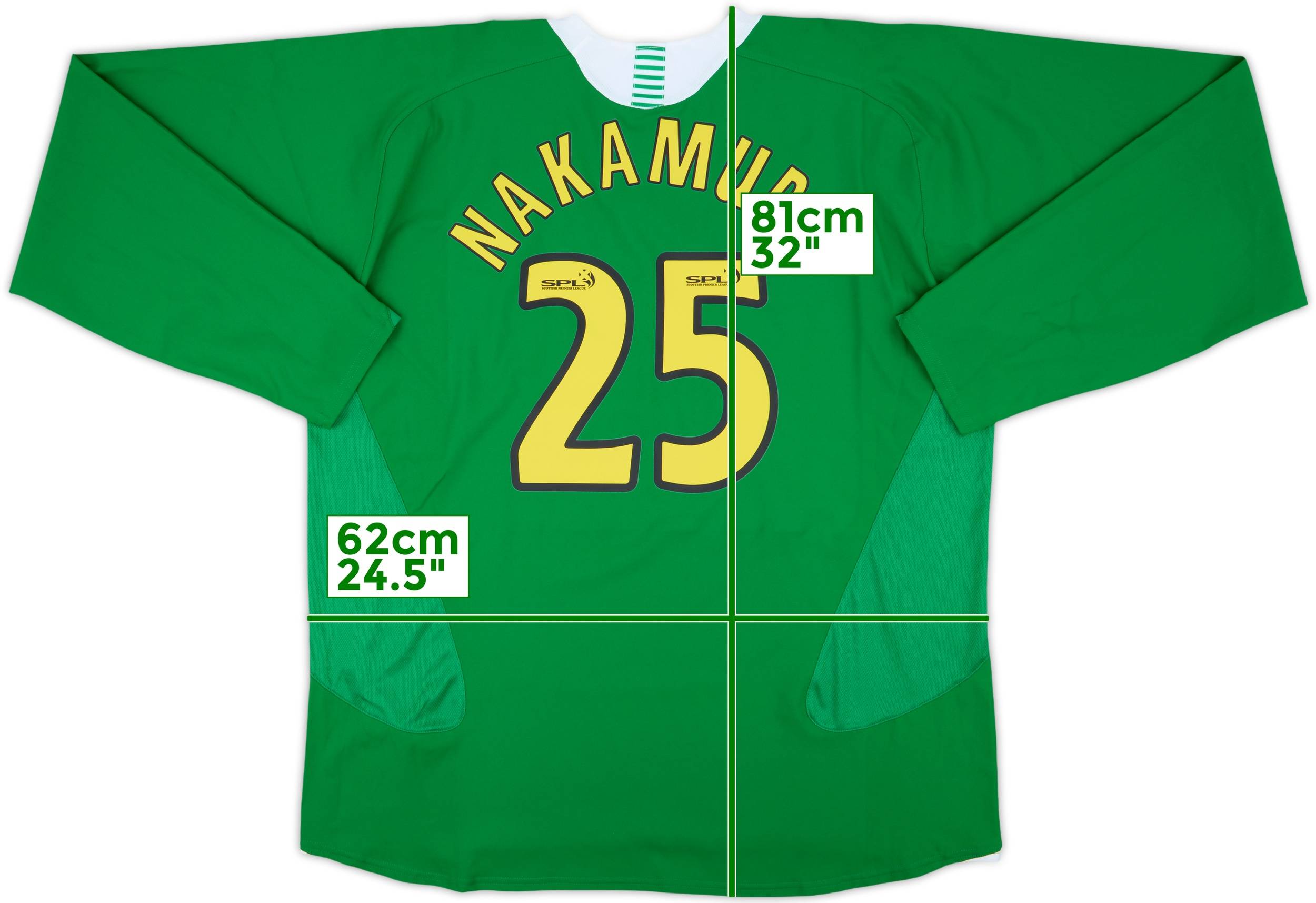 05/06 セルティック　アウェイ　No.25 NAKAMURA 2005-06 Celtic Away L/S Shirt Nakamura #25 - 10/10 - (XXL)