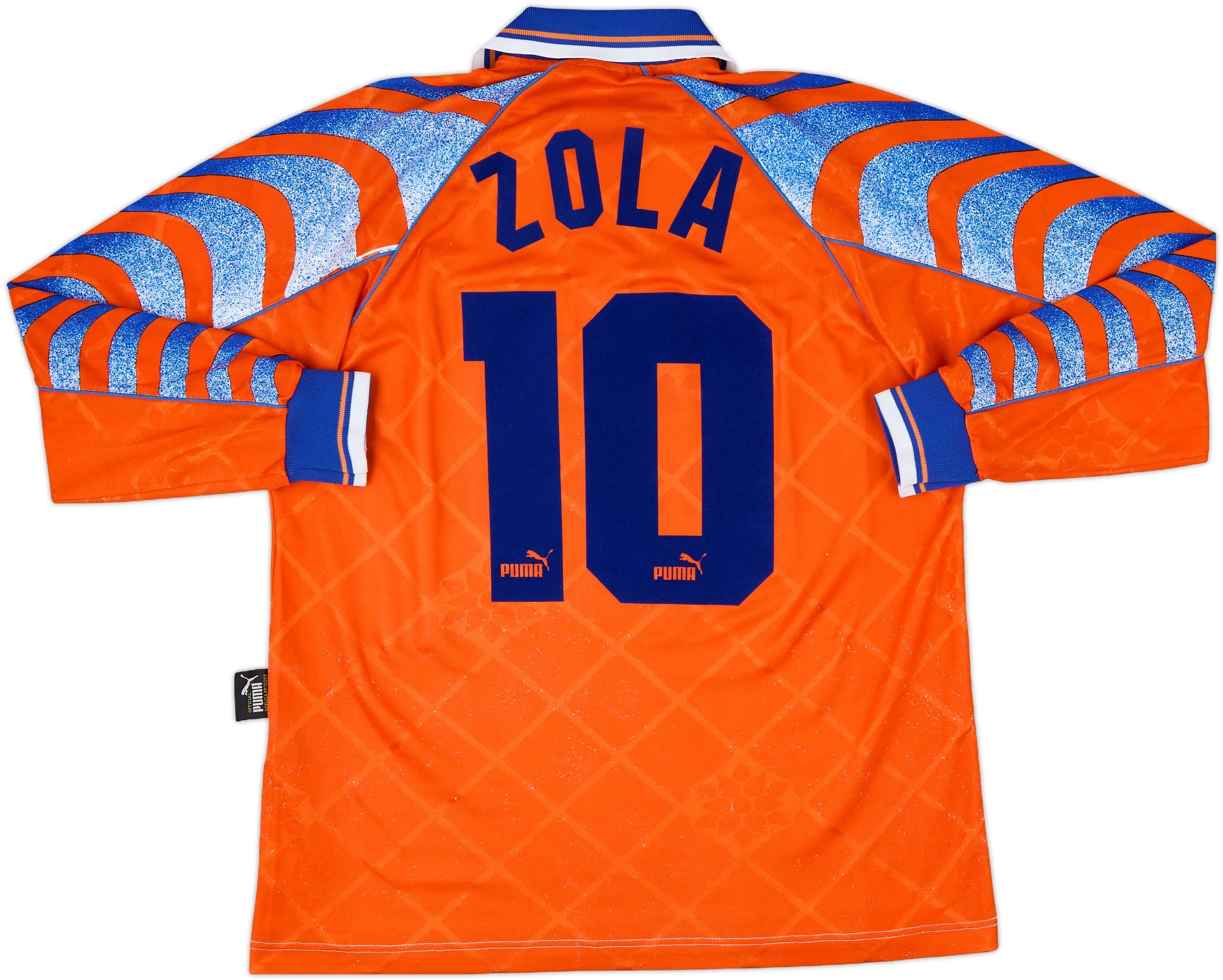 【正規95-96 PUMA Palma  L/S #10 ZOLA】 1995-96 Parma Third Shirt Zola #10 (S)