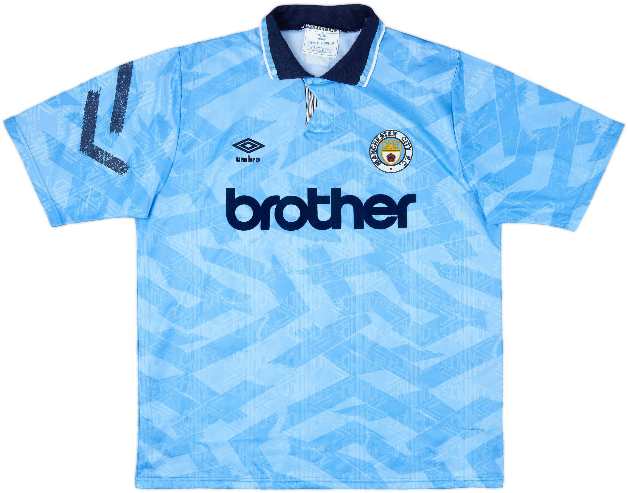 1991-93 Manchester City Home Shirt - 8/10 - (XL)