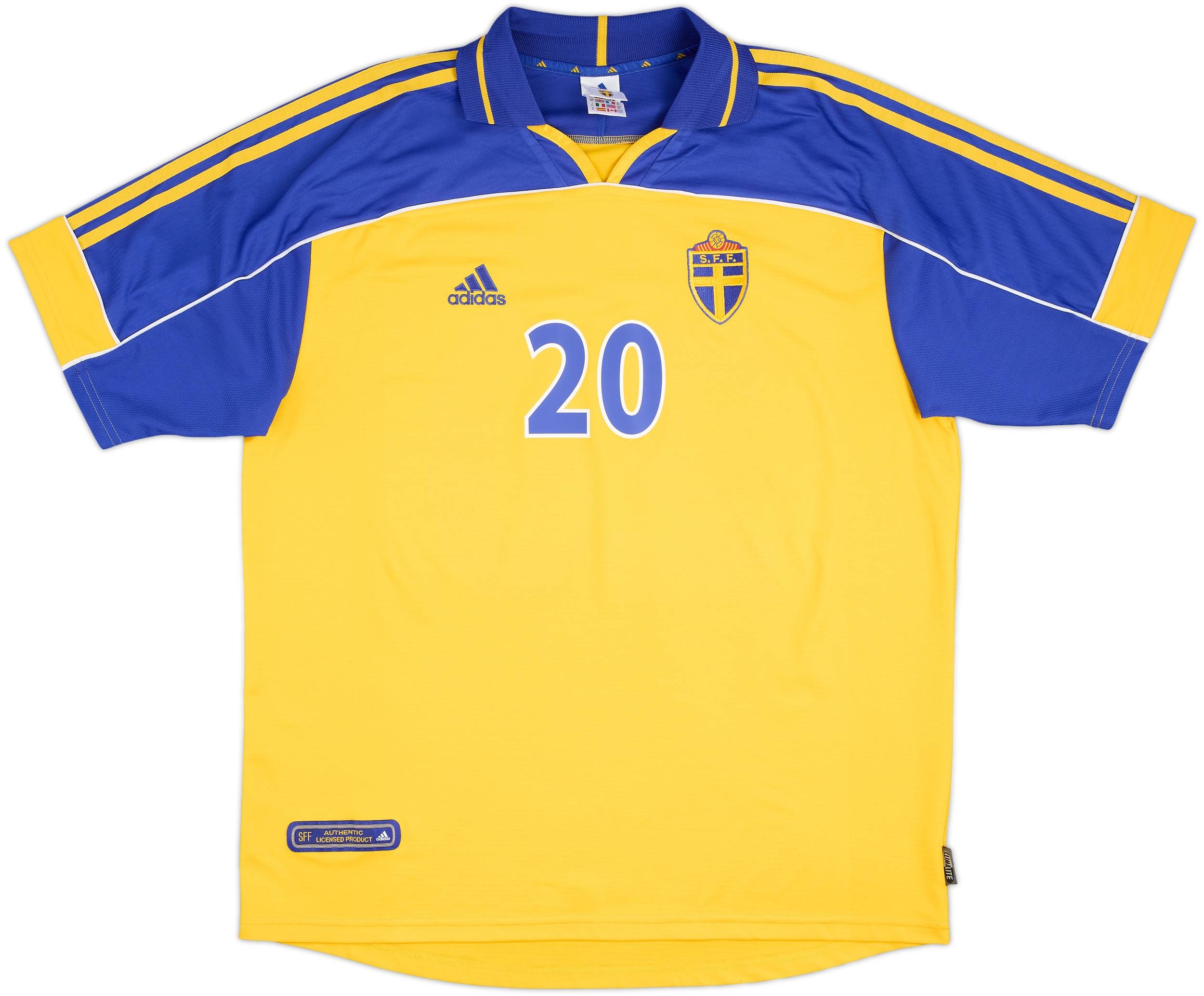 2000-02 Sweden Home Shirt Larsson #20 - 8/10 - (XL)