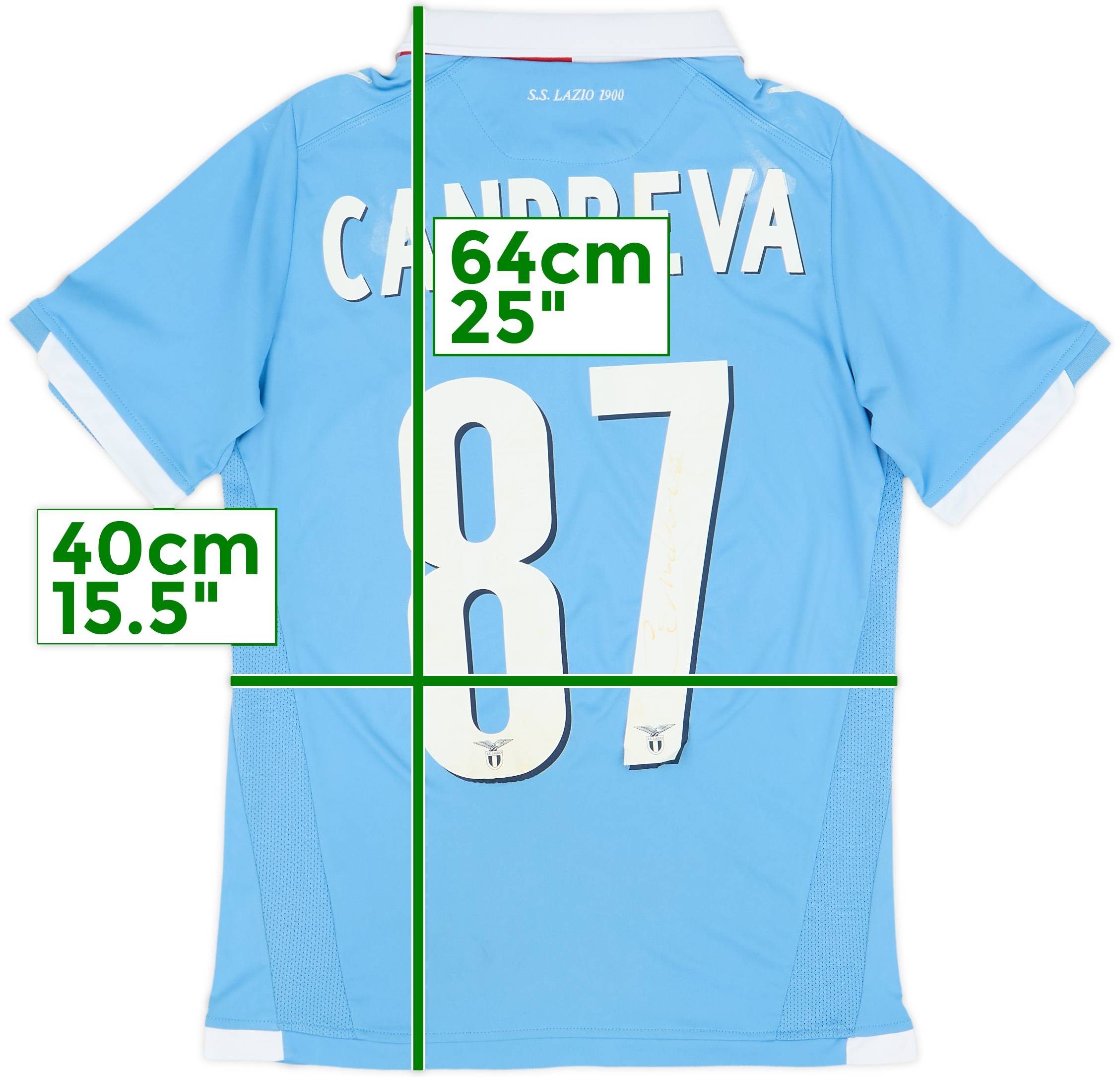 LAZIO ラツィオ　13-14シーズンホームシャツ カンドレーヴァ 2014-15 Lazio 'Signed' Home Shirt Candreva #87 - 4/10 - (L.Boys)