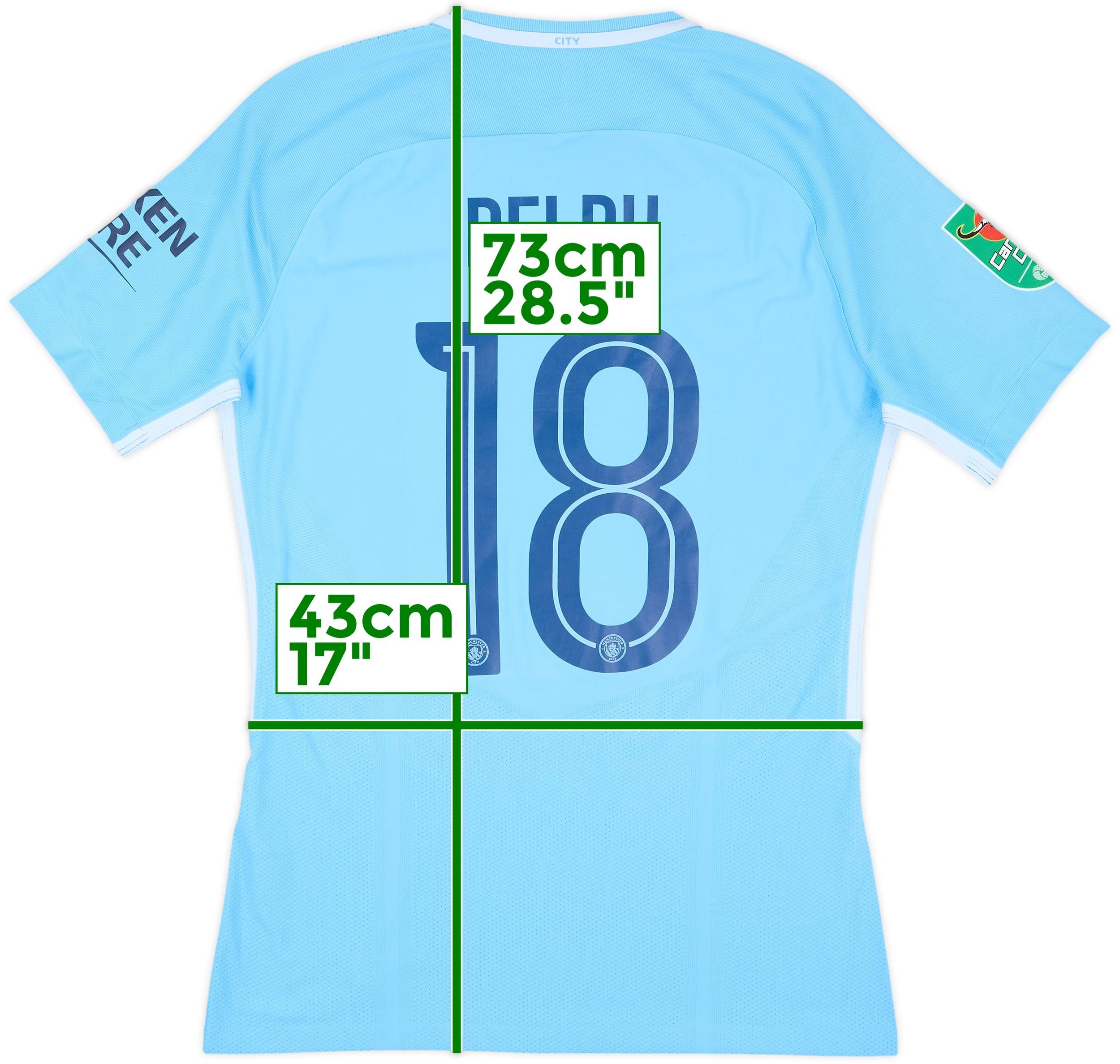 2017-18 Manchester City Match Issue Carabao Cup Home Shirt Delph #18