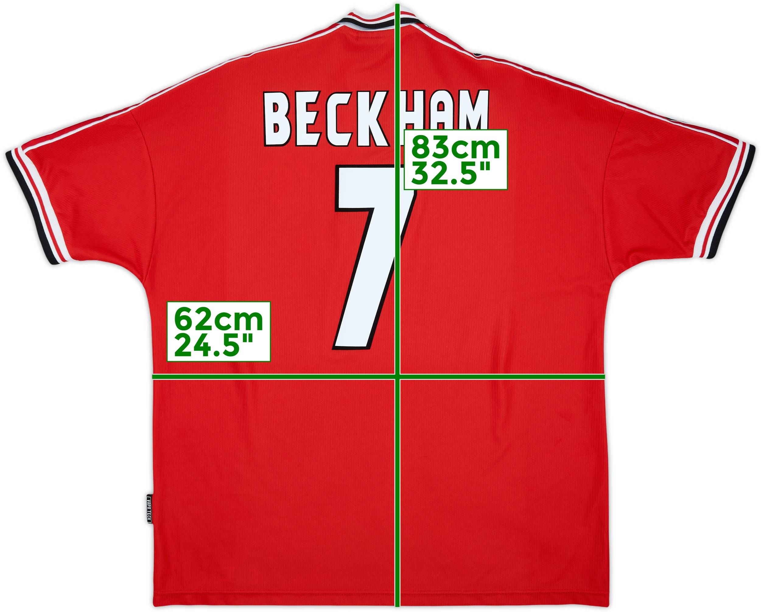 1998-00 Manchester United Home Shirt Beckham #7 - 7/10 - (XXL)