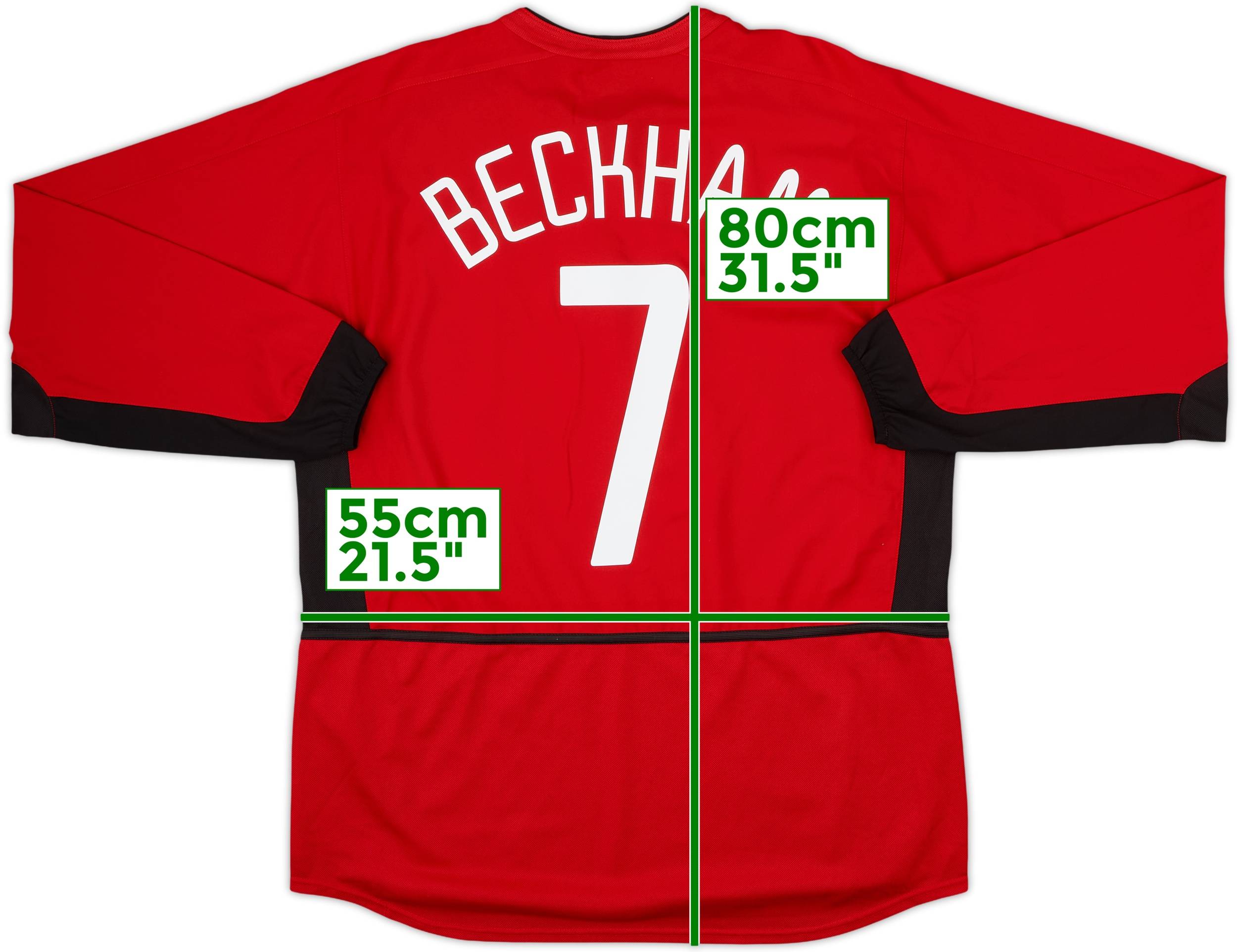 2002-04 Manchester United Home L/S Shirt Beckham #7 - 9/10 - (L)