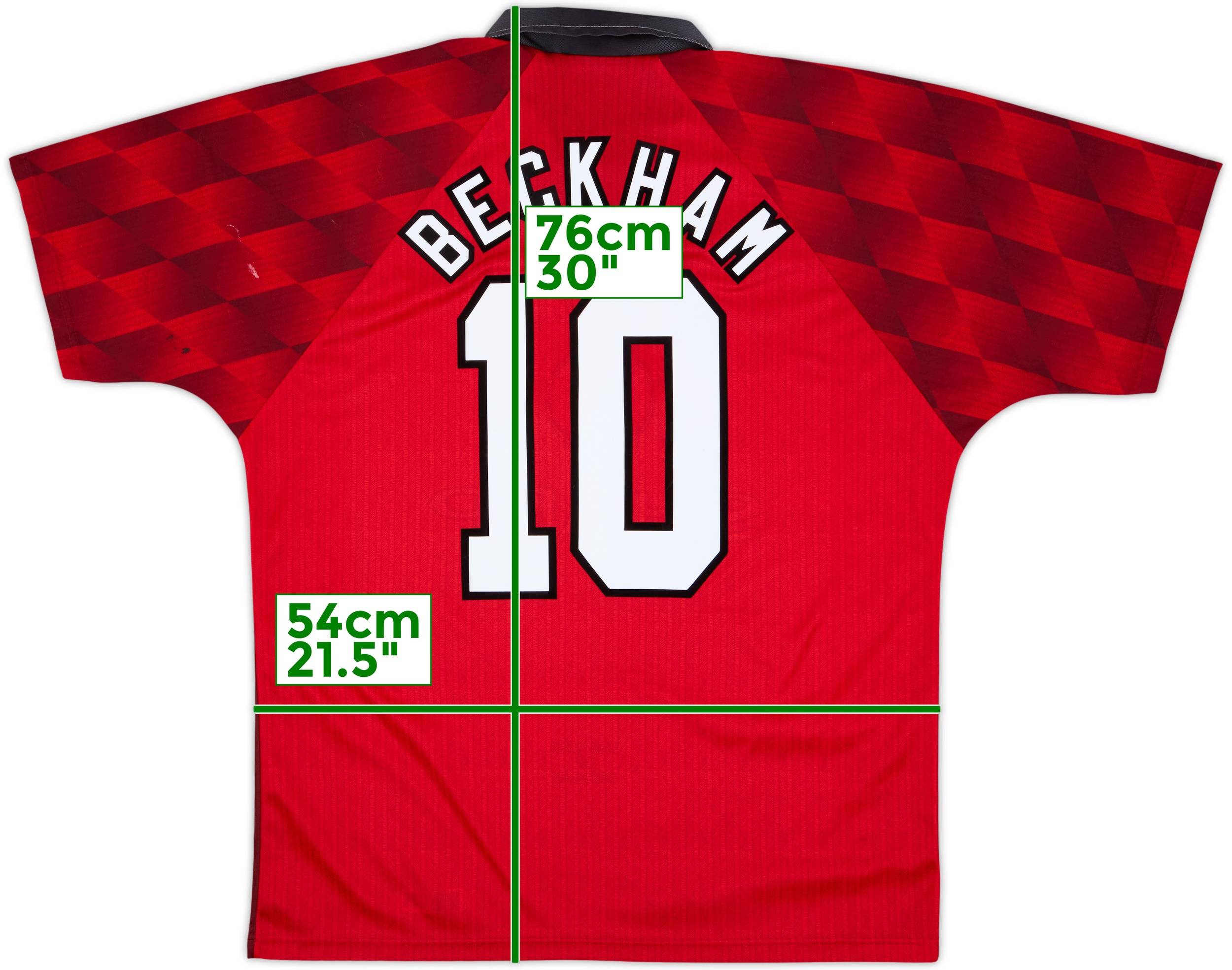 1996-98 Manchester United Home Shirt Beckham #10 - 6/10 - (L)