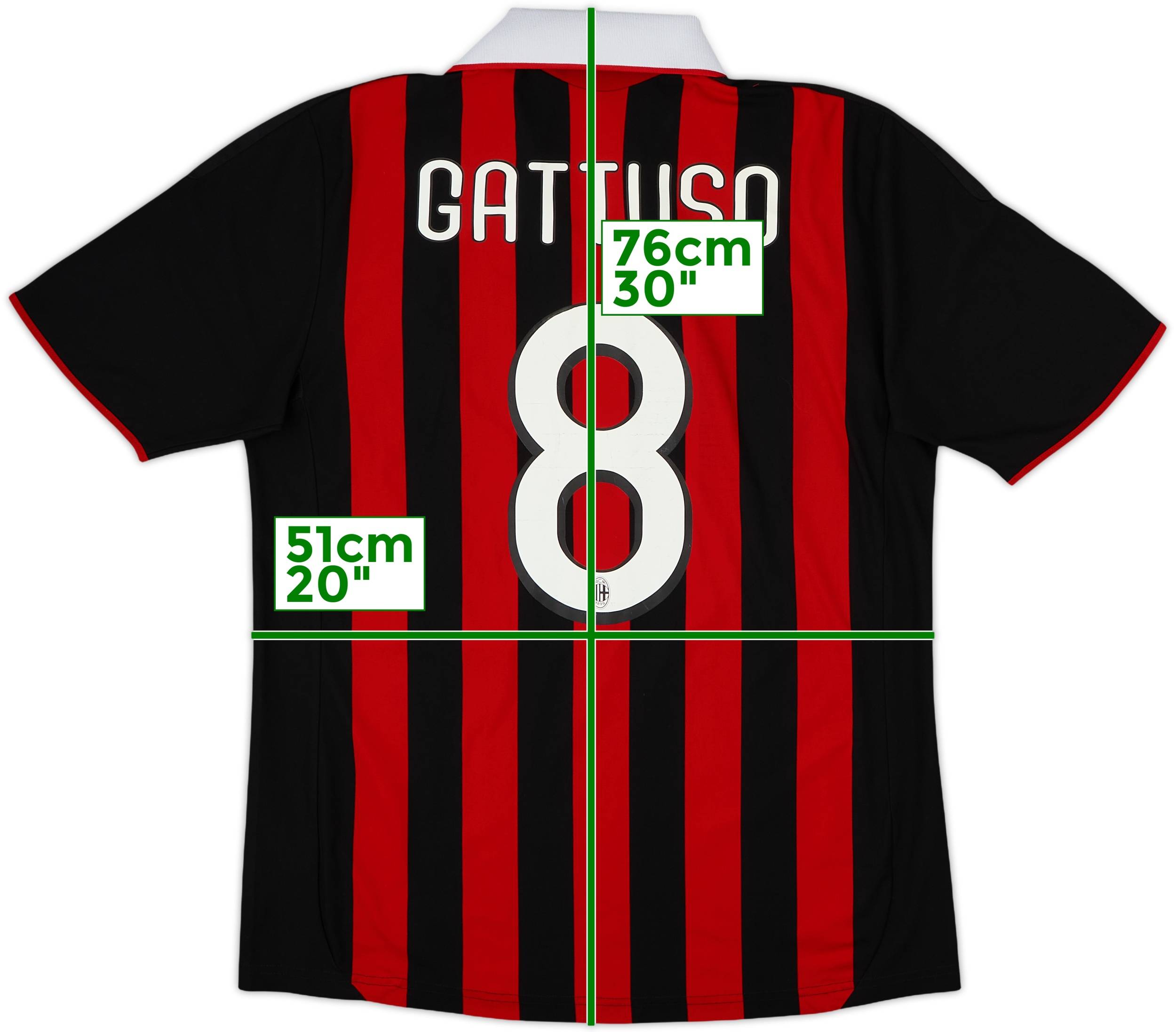 2009-10 AC Milan Home Shirt Gattuso #8 - 7/10 - (M)