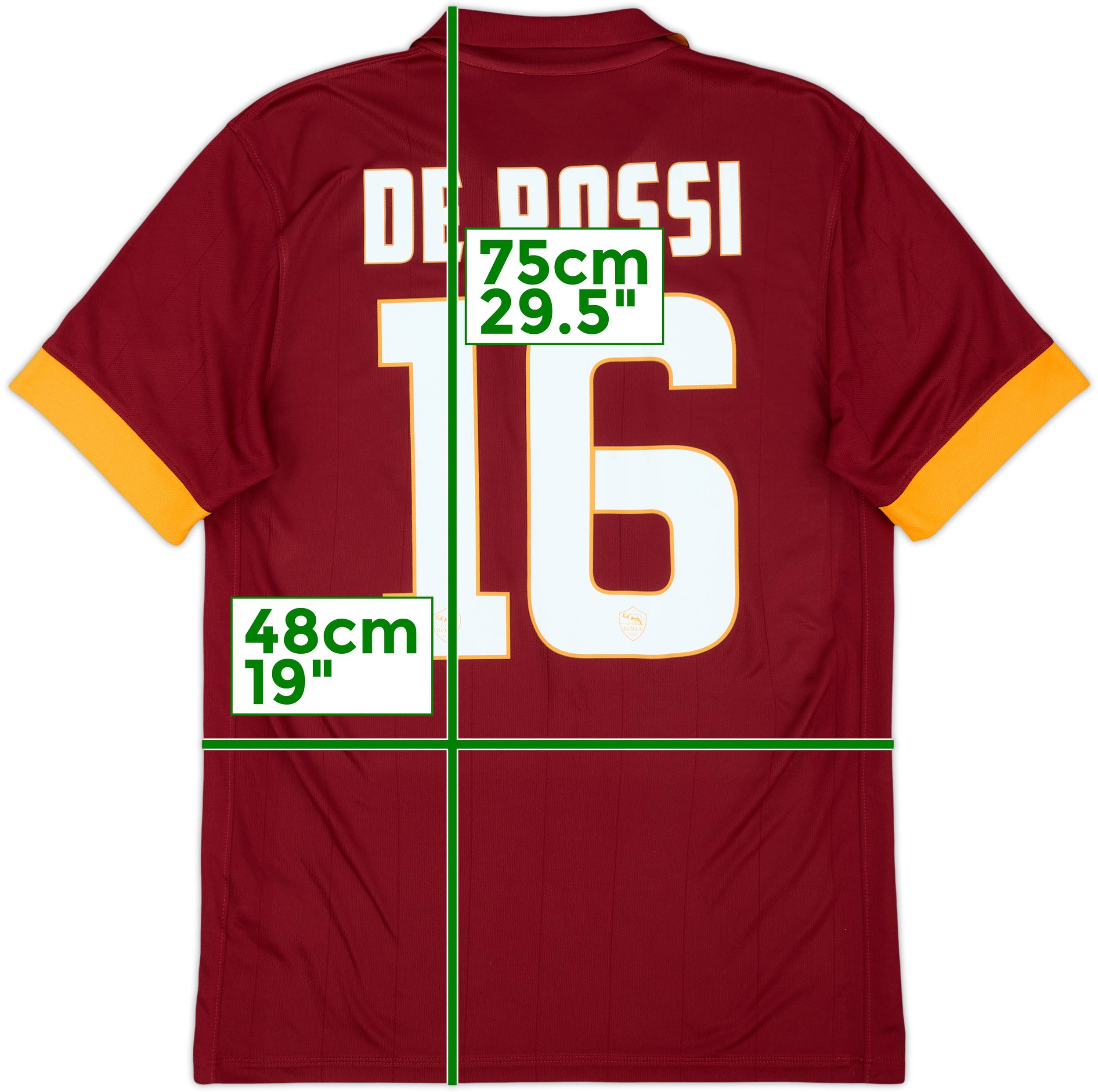 2014-15 Roma Home Shirt De Rossi #16 - 8/10 - (S)