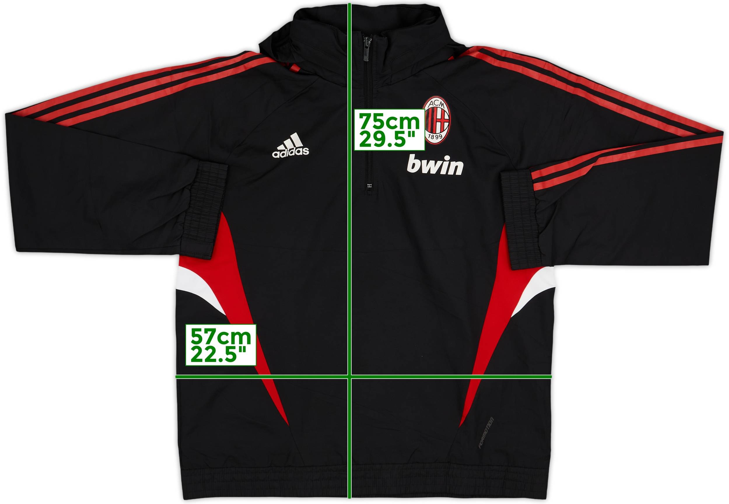 2008-09 AC Milan adidas 1/4 Zip Hooded Training Top - 8/10 - (L)