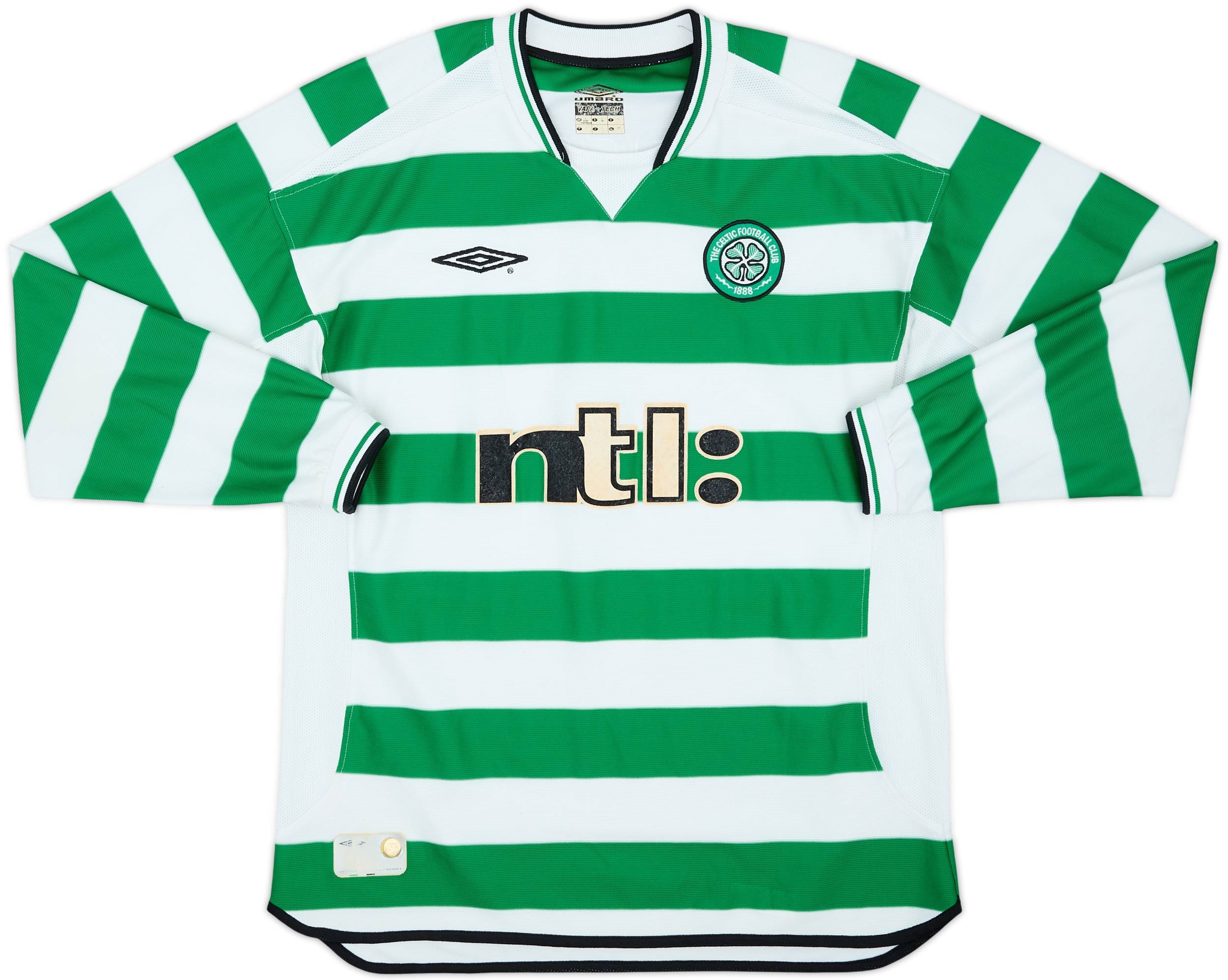 2001-03 Celtic Home L/S Shirt Larsson #7 - 6/10 - (L)