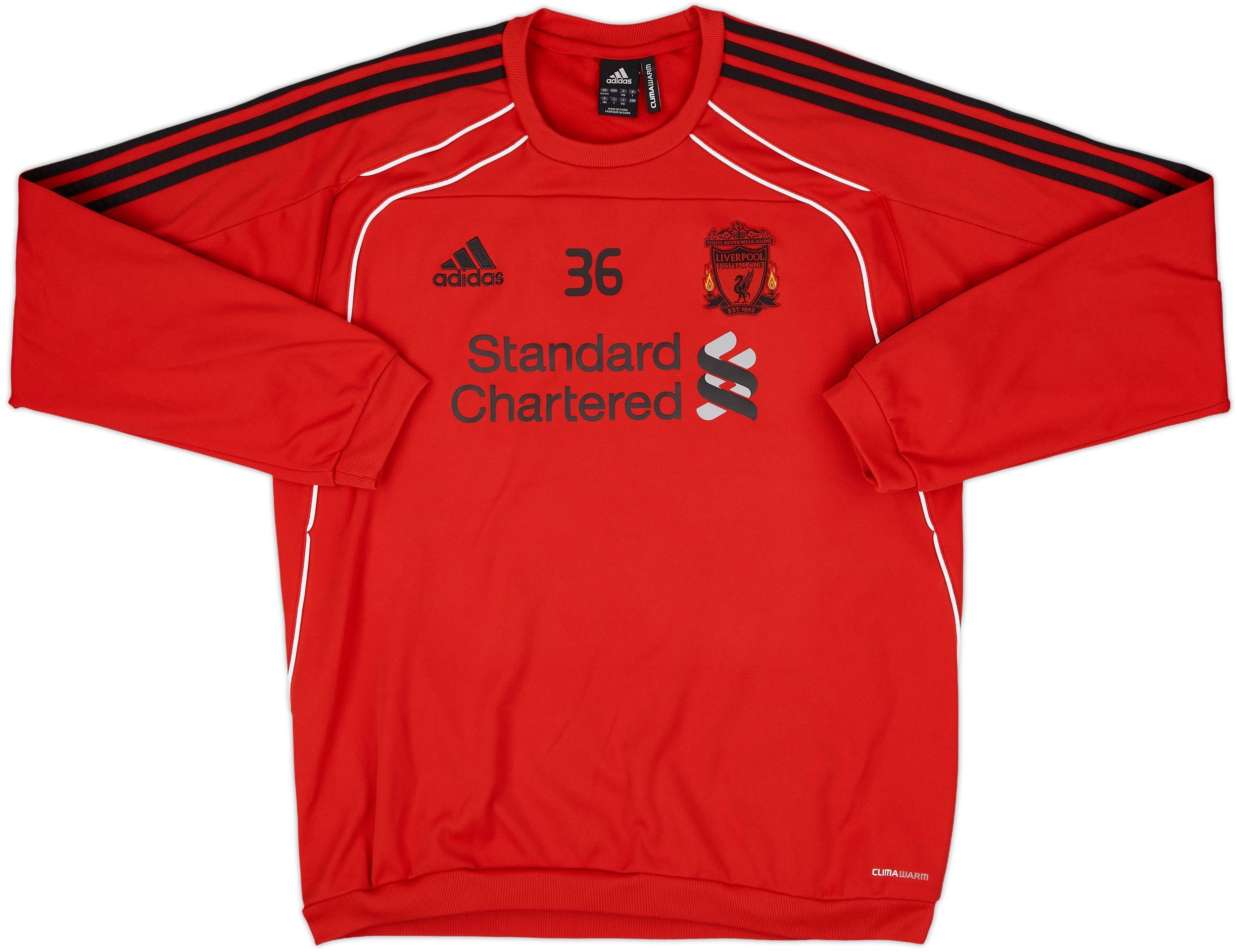 2010-11 Liverpool adidas Player Issue Sweat Top #36 - 8/10 - (L)