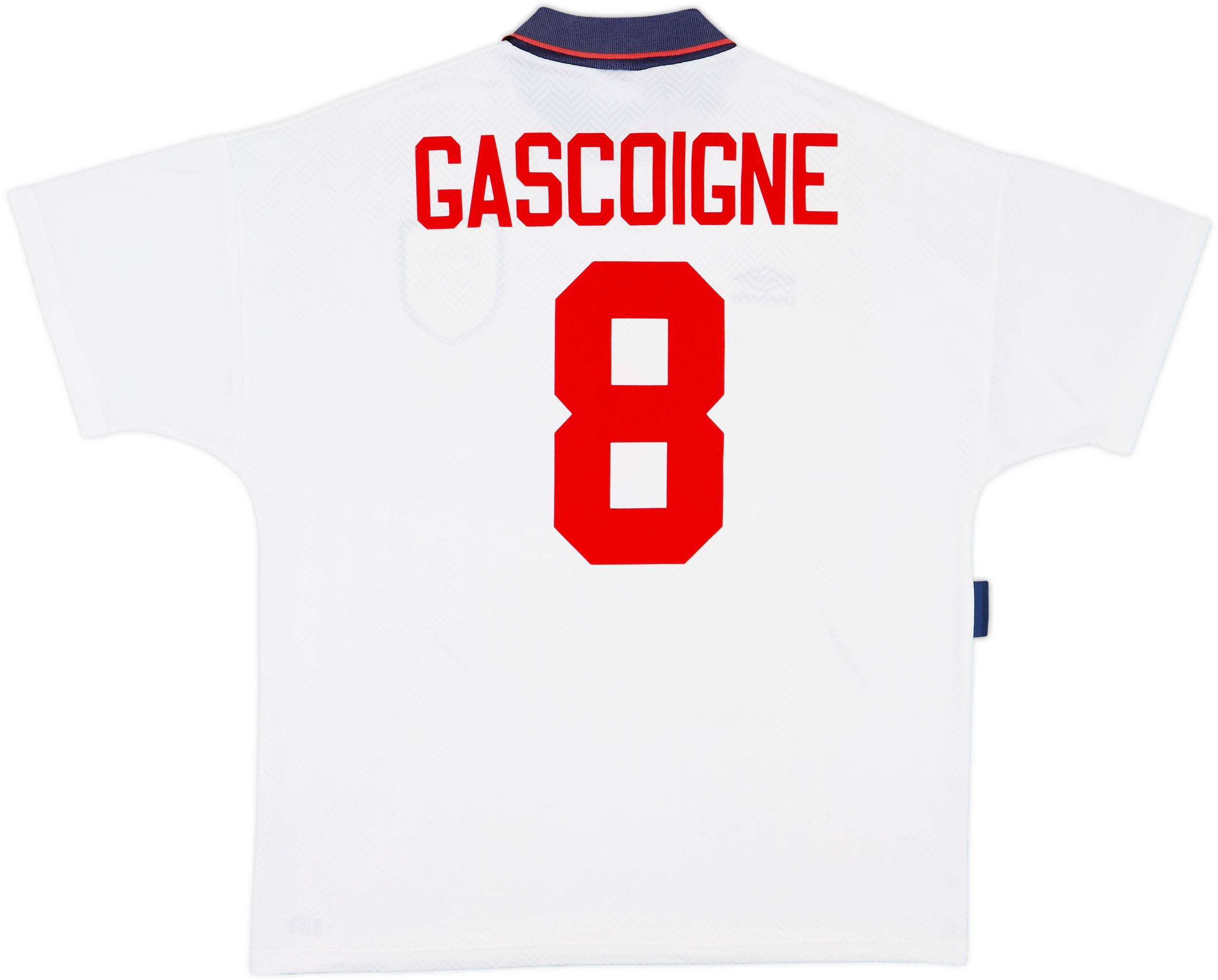 1993-95 England Home Shirt Gascoigne #8 - 8/10 - (XL)