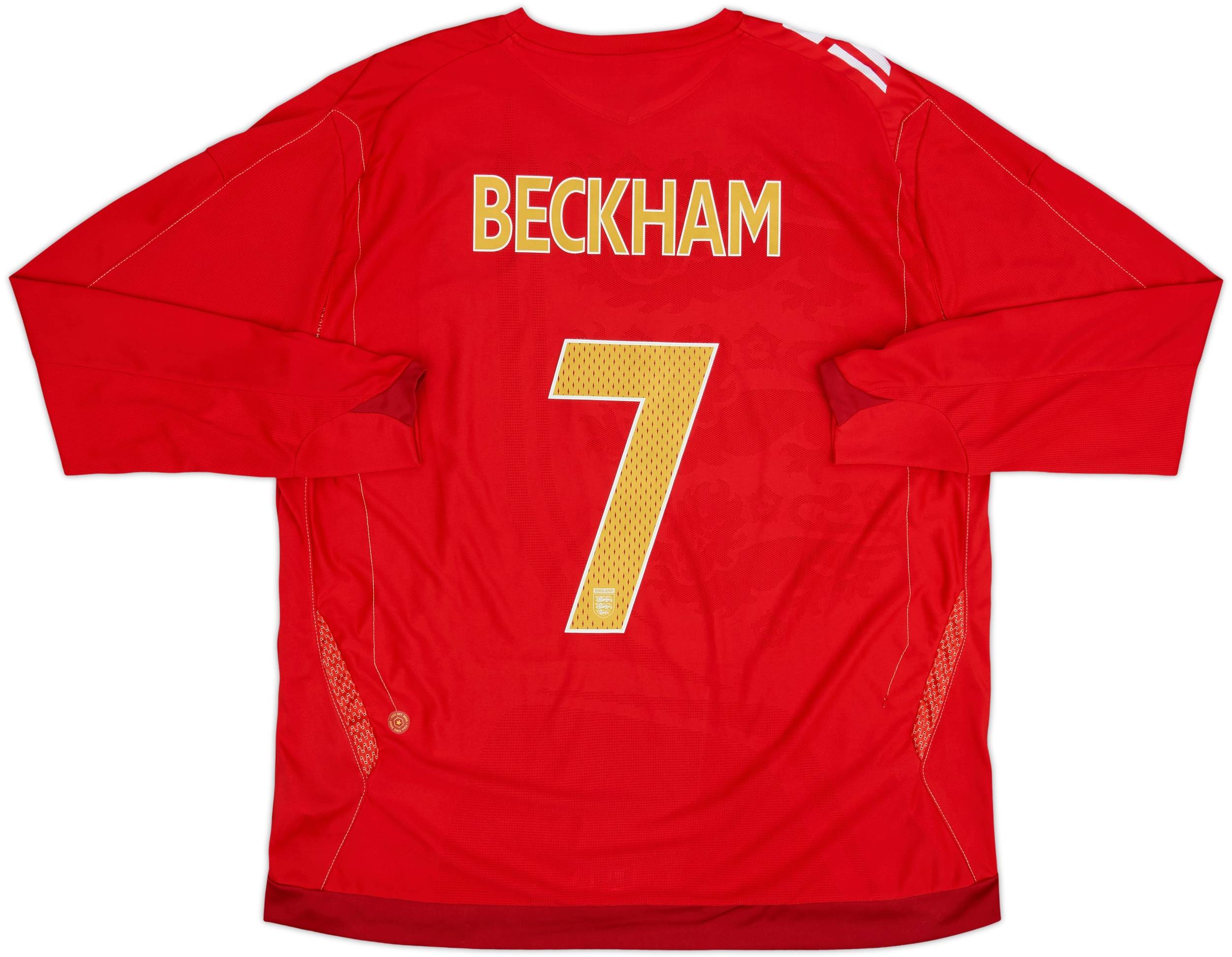 2006-08 England Away L/S Shirt Beckham #7 - 8/10 - (3XL)