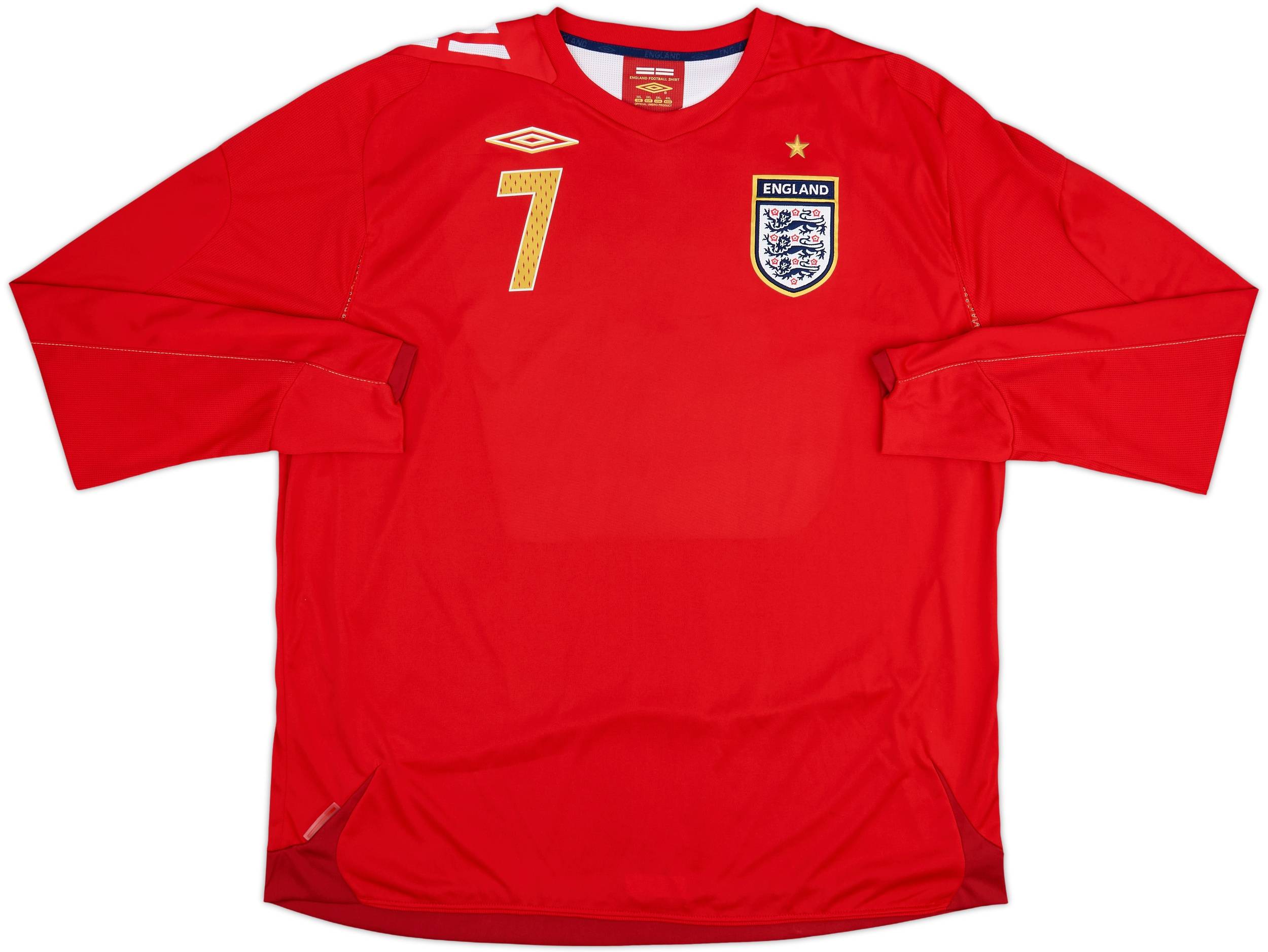 2006-08 England Away L/S Shirt Beckham #7 - 8/10 - (3XL)