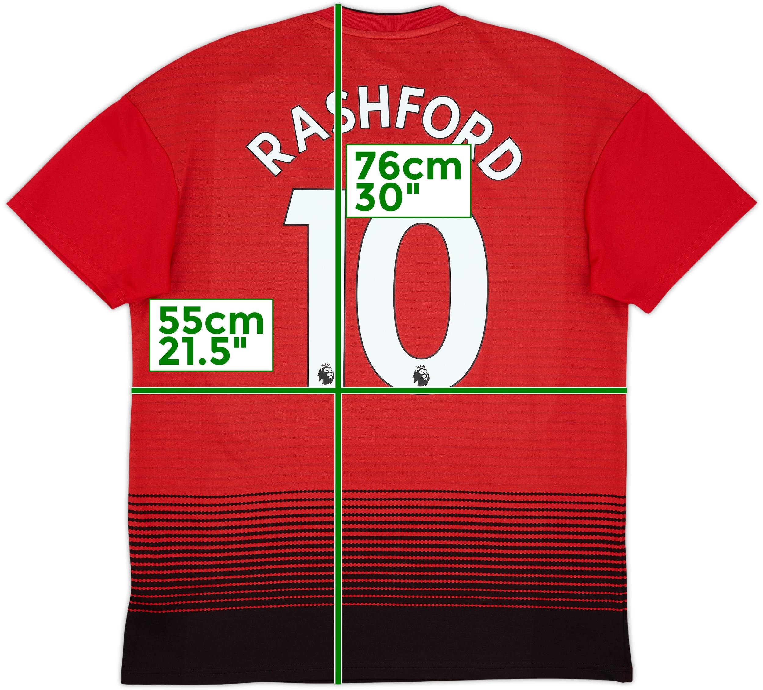 Manchester United RASHFORD 10 ジャージ 2018-19 Manchester United Home Shirt Rashford #10 - 8/10 - (L)