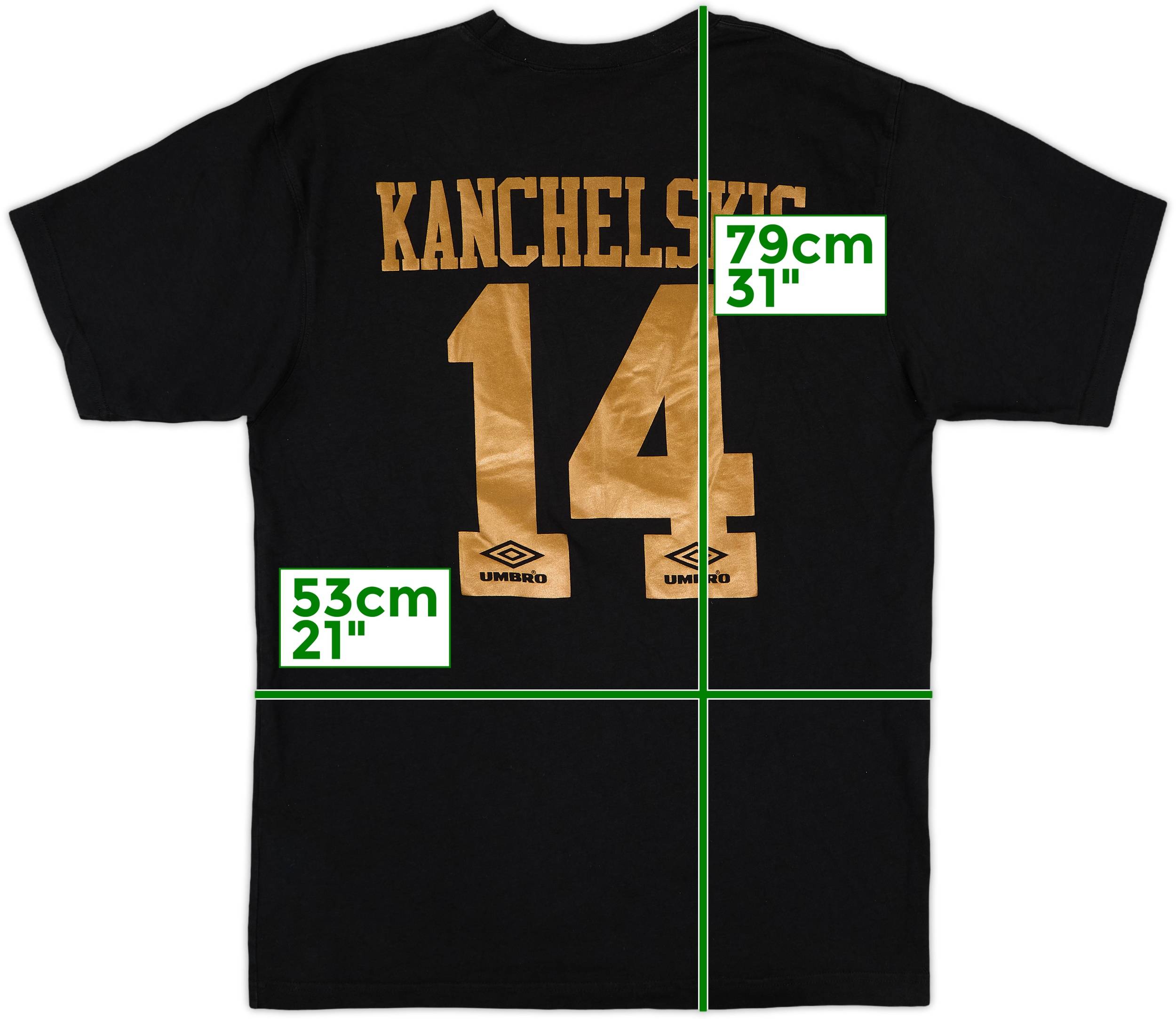 1994-96 Manchester United Umbro Graphic Tee Kanchelskis #14 - 8/10
